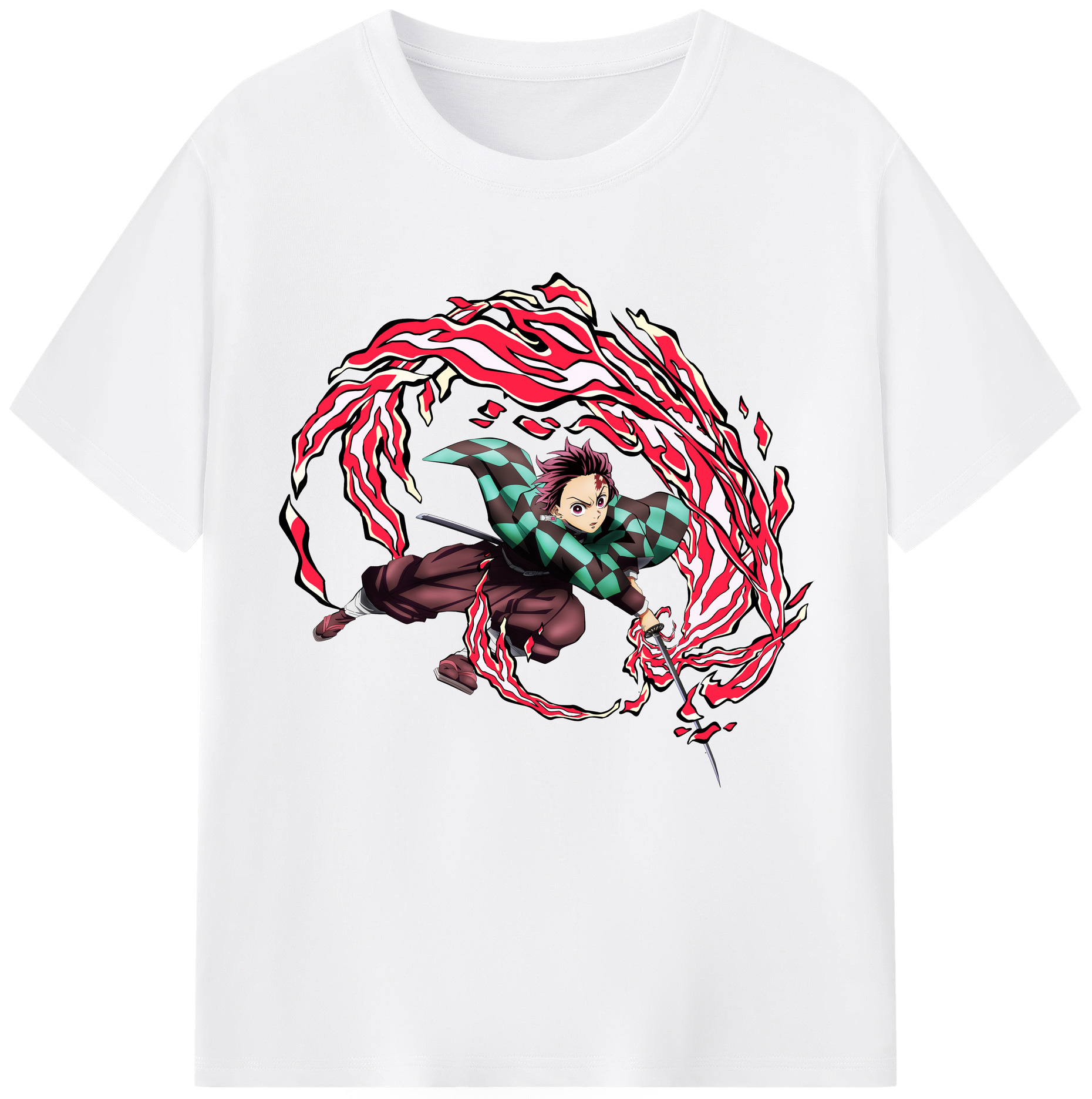 （画像用） 鬼滅の刃 竈門 炭治郎／かまど たんじろう Kamado Tanjirou 綿100％半袖Tシャツ（フロントプリント）