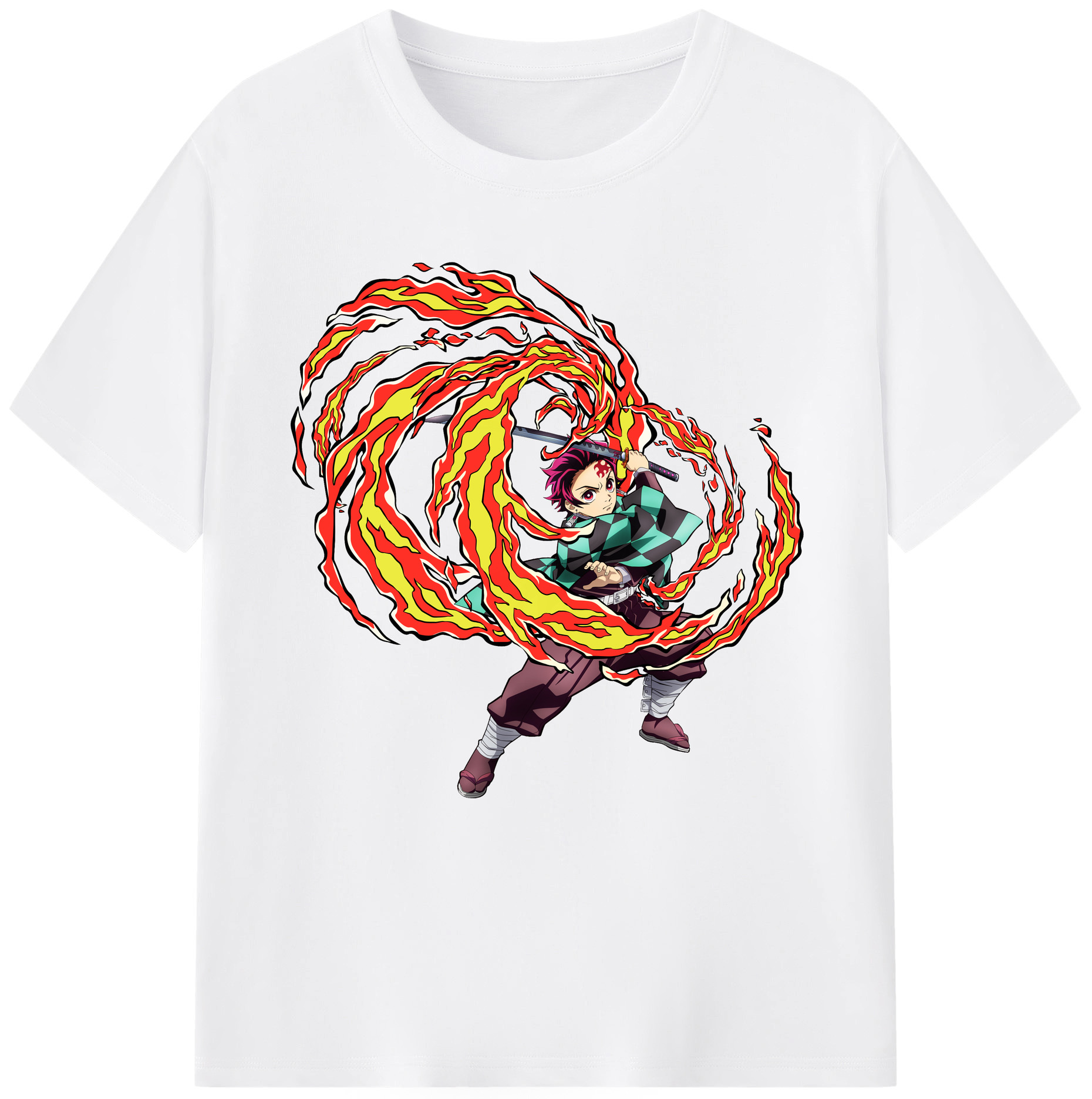 （画像用） 鬼滅の刃 竈門 炭治郎／かまど たんじろう Kamado Tanjirou 綿100％半袖Tシャツ（フロントプリント）