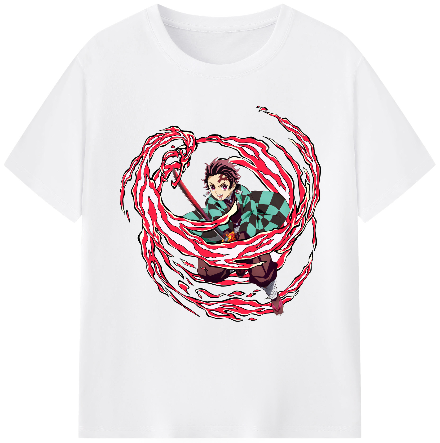 （画像用） 鬼滅の刃 竈門 炭治郎／かまど たんじろう Kamado Tanjirou 綿100％半袖Tシャツ（フロントプリント）