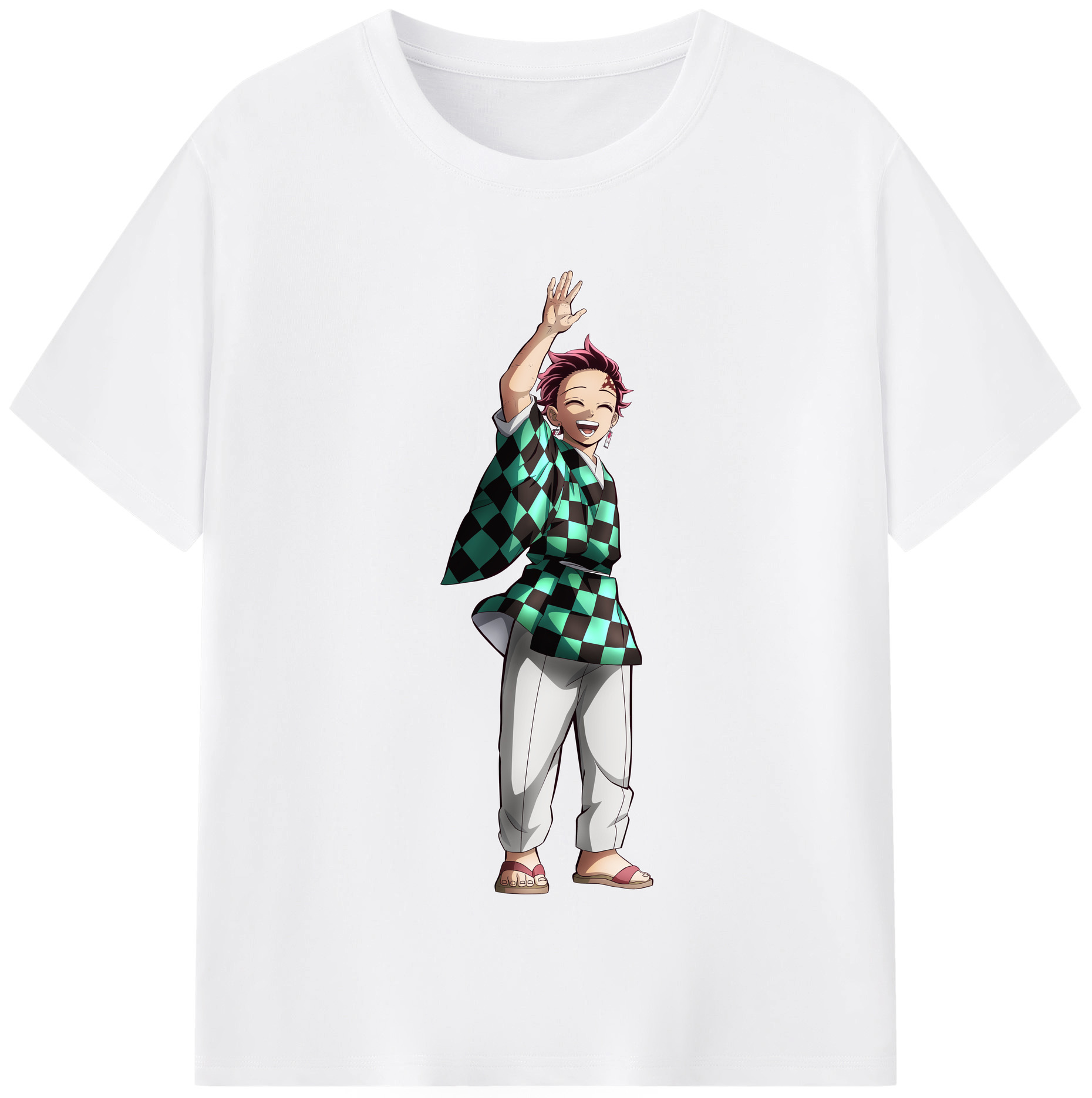 （画像用） 鬼滅の刃 竈門 炭治郎／かまど たんじろう Kamado Tanjirou 綿100％半袖Tシャツ（フロントプリント）