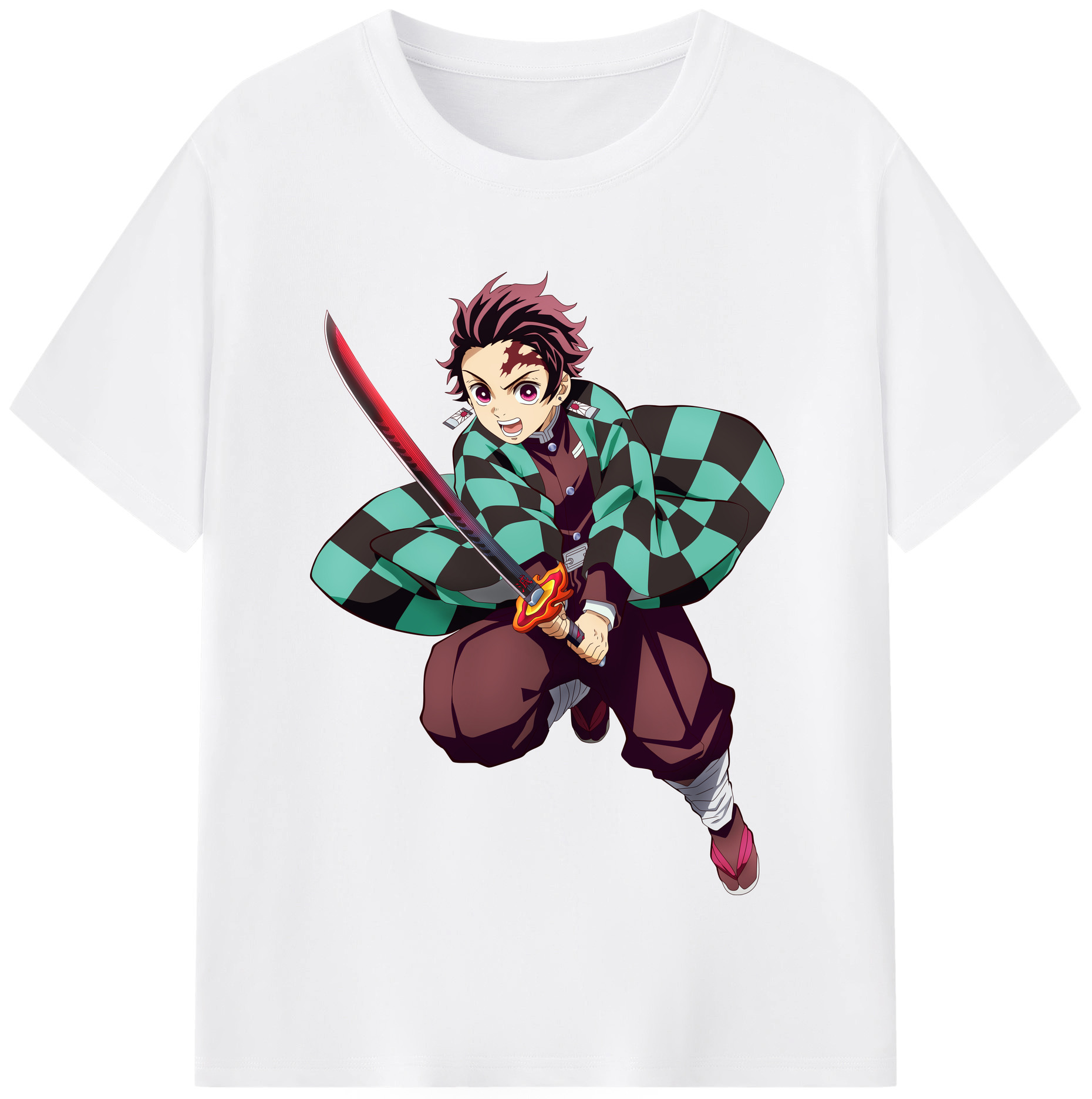 （画像用） 鬼滅の刃 竈門 炭治郎／かまど たんじろう Kamado Tanjirou 綿100％半袖Tシャツ（フロントプリント）