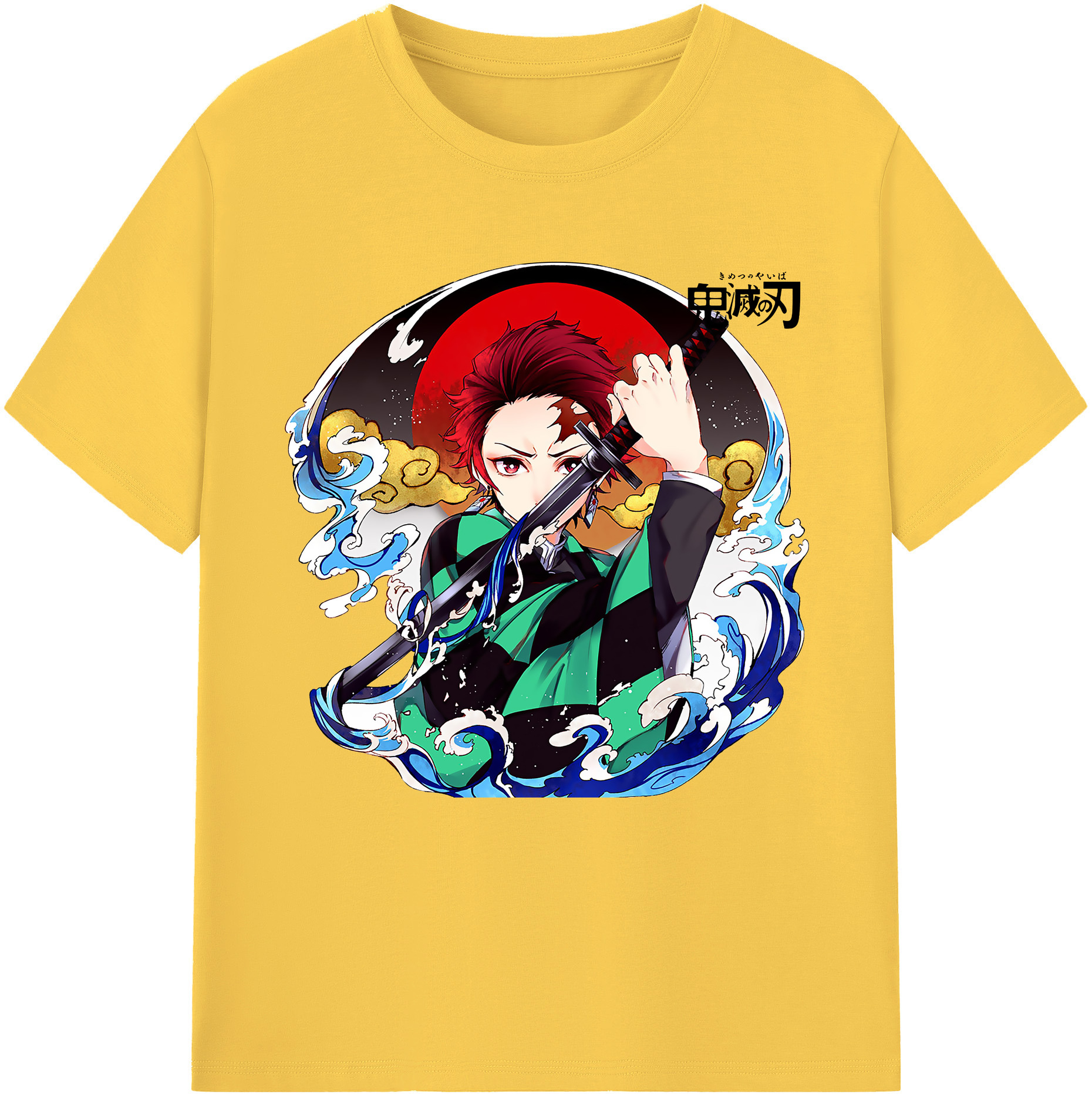 （画像用） 鬼滅の刃 竈門 炭治郎／かまど たんじろう Kamado Tanjirou 綿100％半袖Tシャツ（フロントプリント）