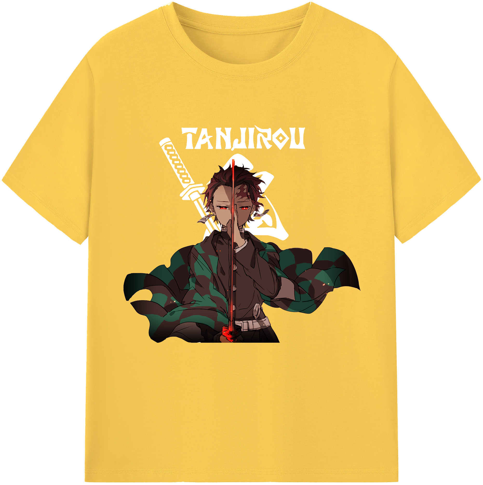 （画像用） 鬼滅の刃 竈門 炭治郎／かまど たんじろう Kamado Tanjirou 綿100％半袖Tシャツ（フロントプリント）