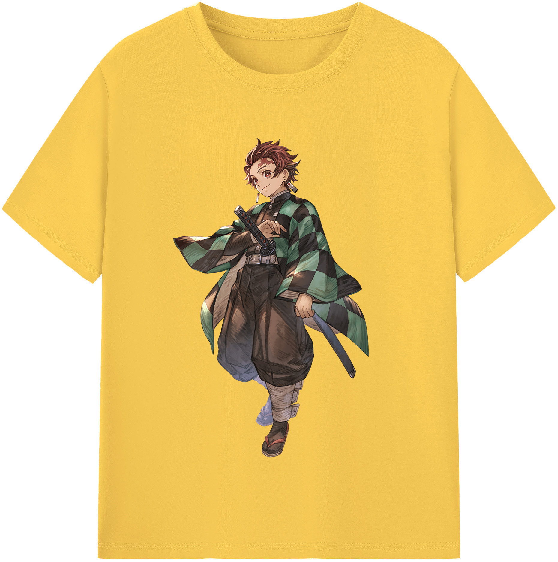 （画像用） 鬼滅の刃 竈門 炭治郎／かまど たんじろう Kamado Tanjirou 綿100％半袖Tシャツ（フロントプリント）