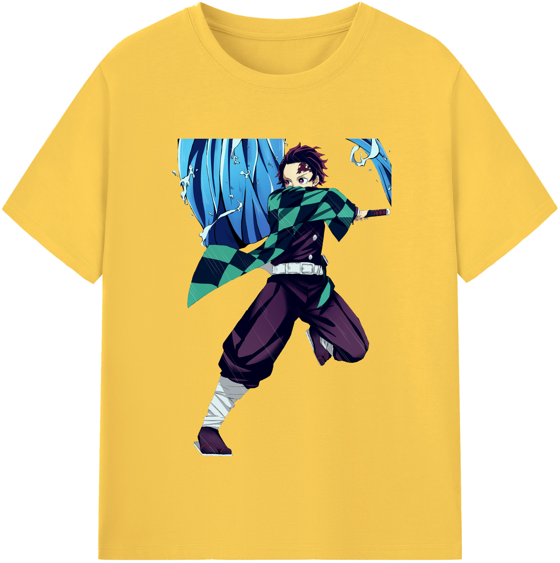 （画像用） 鬼滅の刃 竈門 炭治郎／かまど たんじろう Kamado Tanjirou 綿100％半袖Tシャツ（フロントプリント）