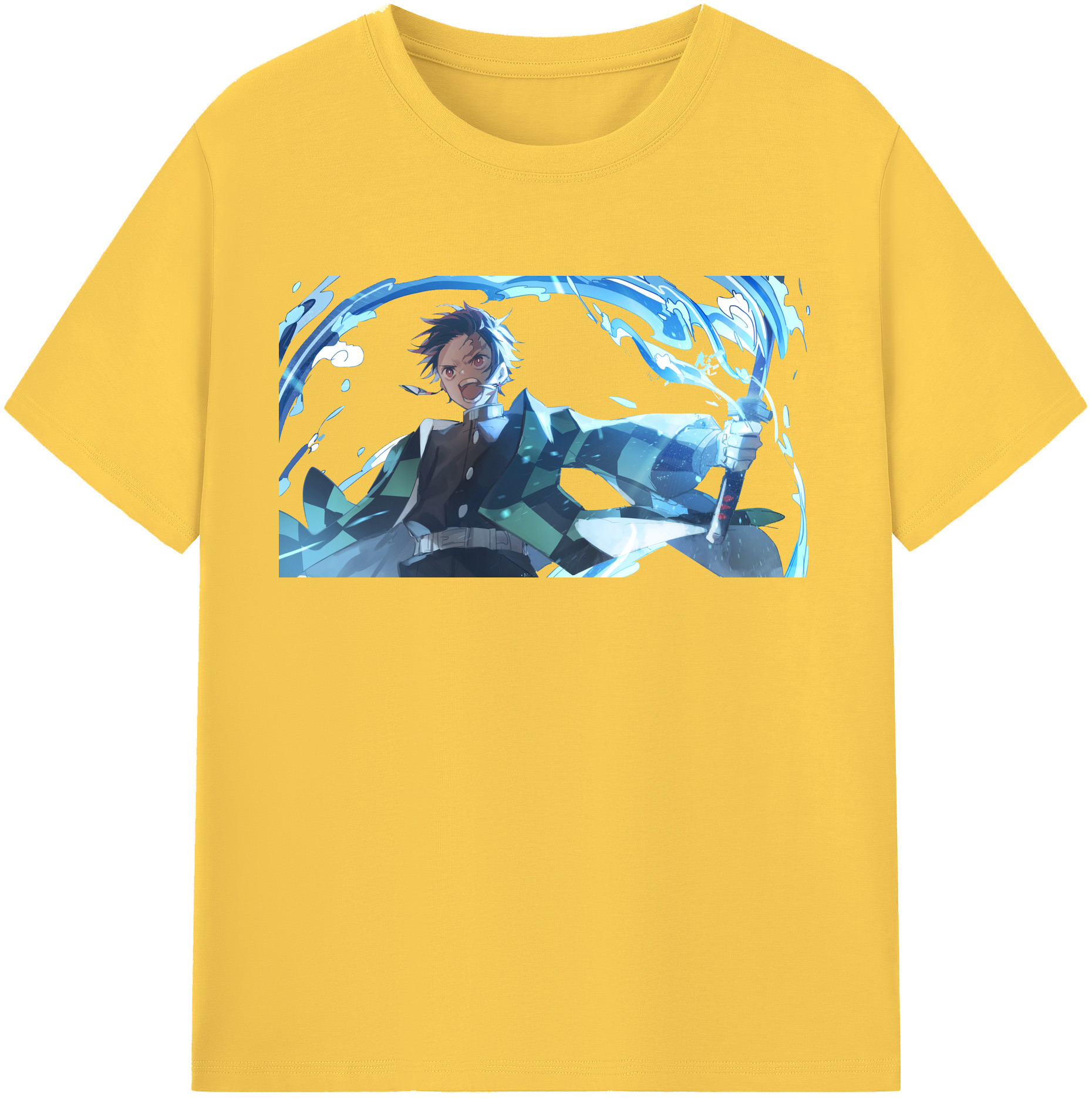 （画像用） 鬼滅の刃 竈門 炭治郎／かまど たんじろう Kamado Tanjirou 綿100％半袖Tシャツ（フロントプリント）