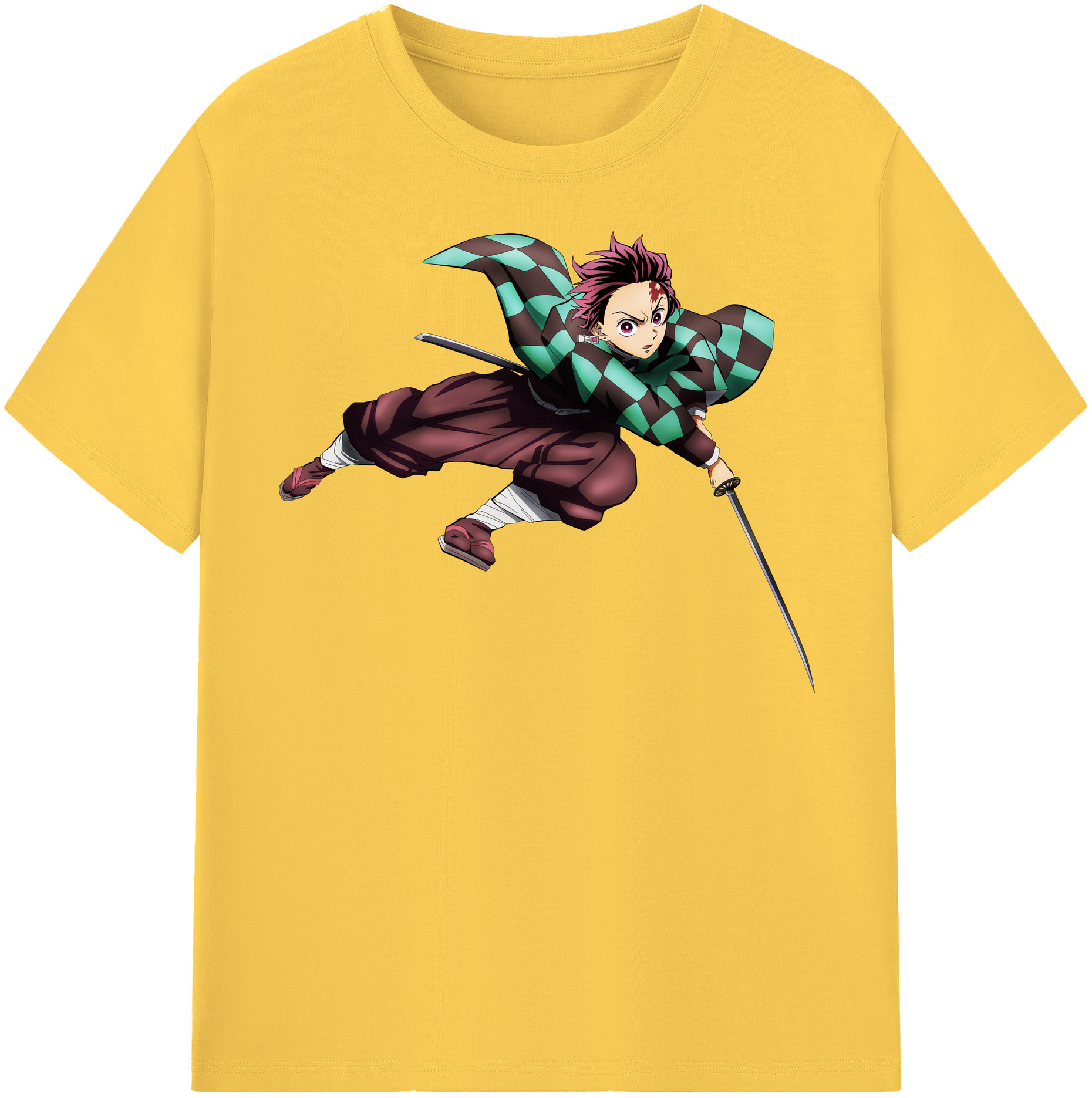 （画像用） 鬼滅の刃 竈門 炭治郎／かまど たんじろう Kamado Tanjirou 綿100％半袖Tシャツ（フロントプリント）