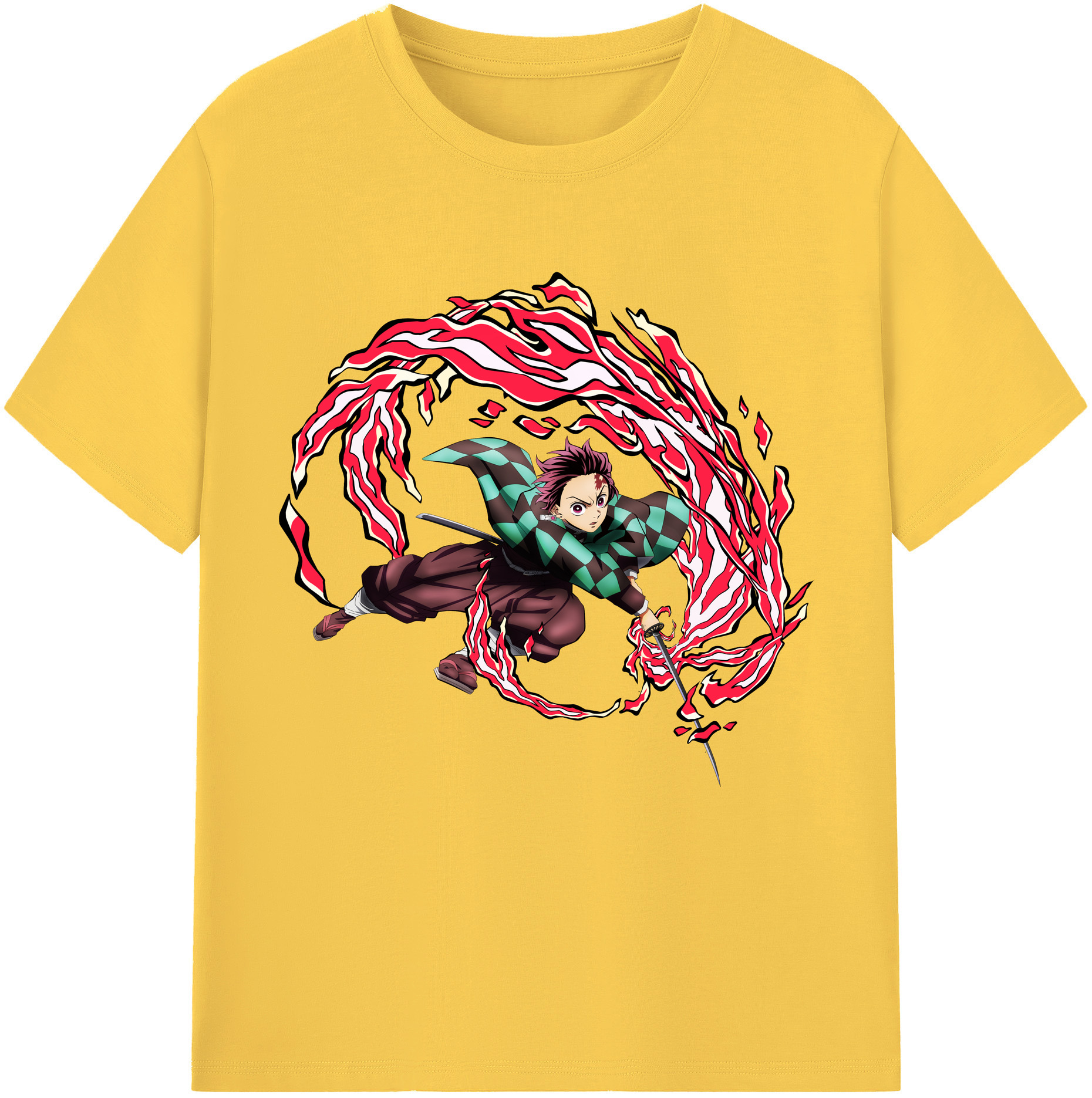 （画像用） 鬼滅の刃 竈門 炭治郎／かまど たんじろう Kamado Tanjirou 綿100％半袖Tシャツ（フロントプリント）