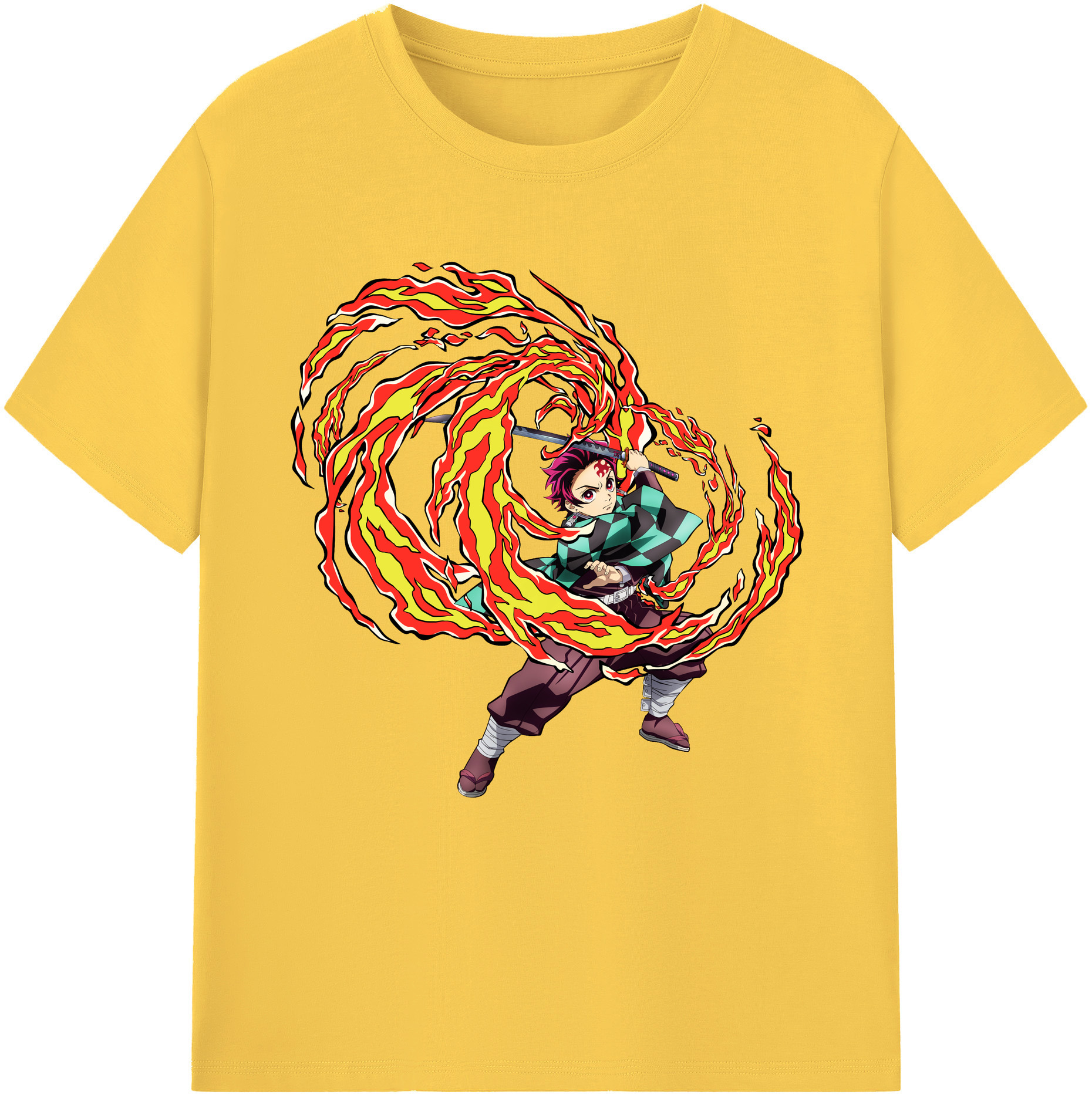 （画像用） 鬼滅の刃 竈門 炭治郎／かまど たんじろう Kamado Tanjirou 綿100％半袖Tシャツ（フロントプリント）