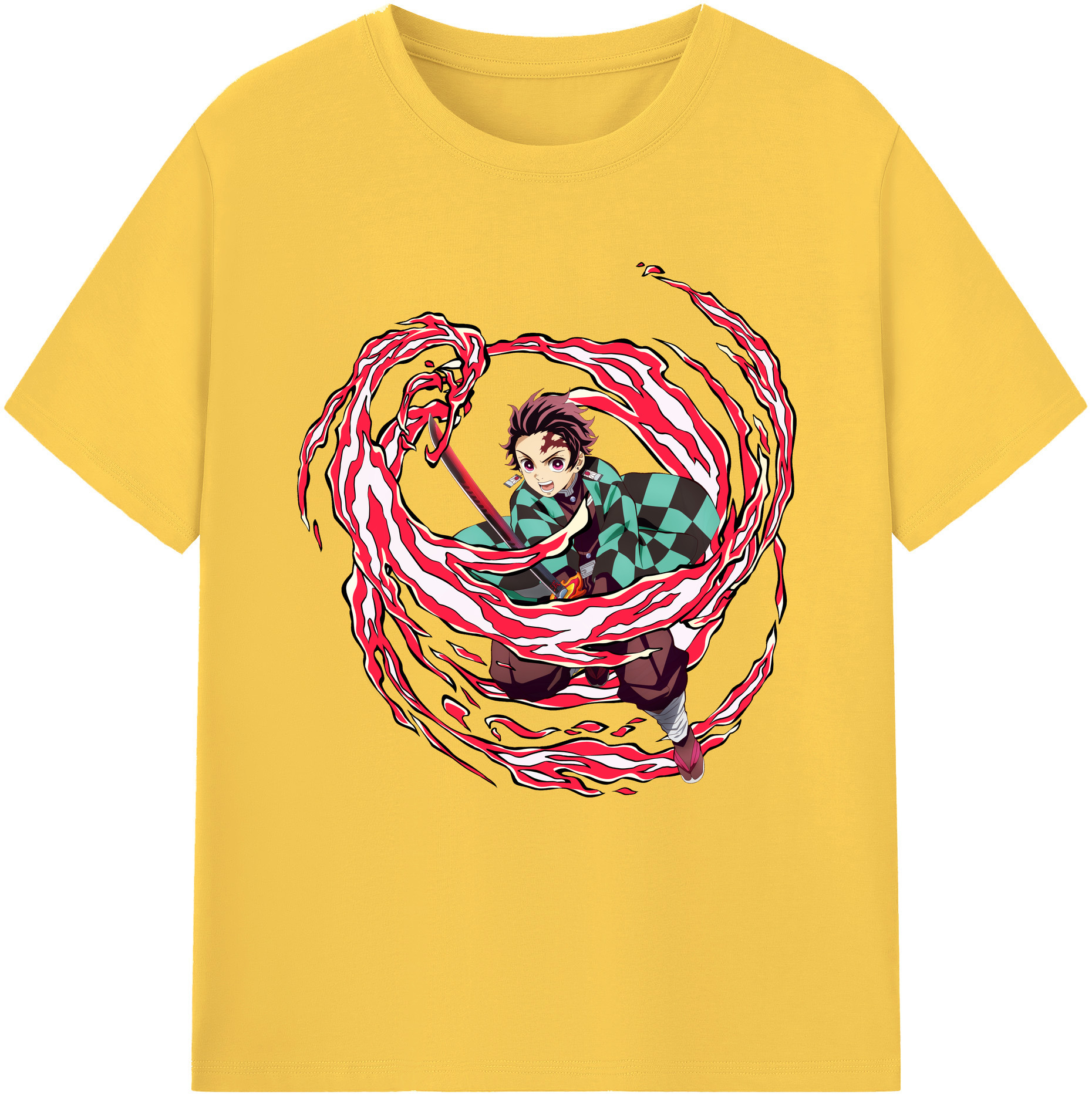 （画像用） 鬼滅の刃 竈門 炭治郎／かまど たんじろう Kamado Tanjirou 綿100％半袖Tシャツ（フロントプリント）