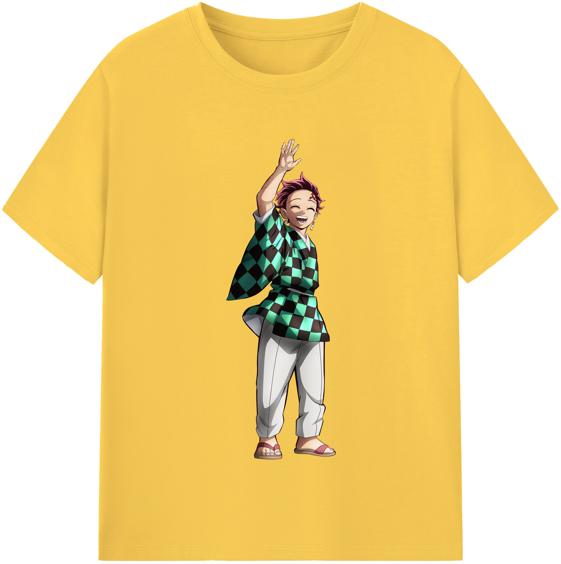 （画像用） 鬼滅の刃 竈門 炭治郎／かまど たんじろう Kamado Tanjirou 綿100％半袖Tシャツ（フロントプリント）