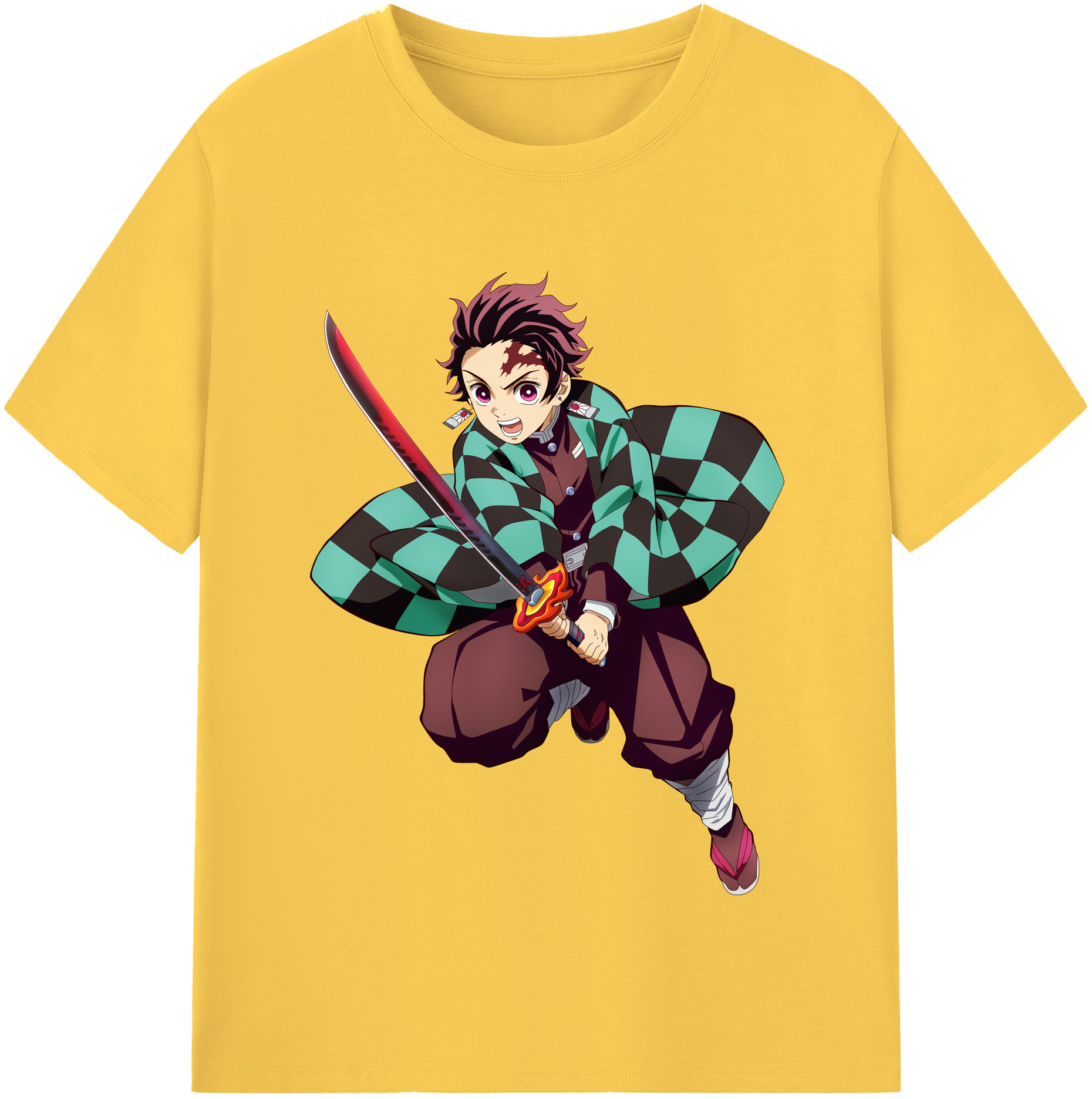 （画像用） 鬼滅の刃 竈門 炭治郎／かまど たんじろう Kamado Tanjirou 綿100％半袖Tシャツ（フロントプリント）