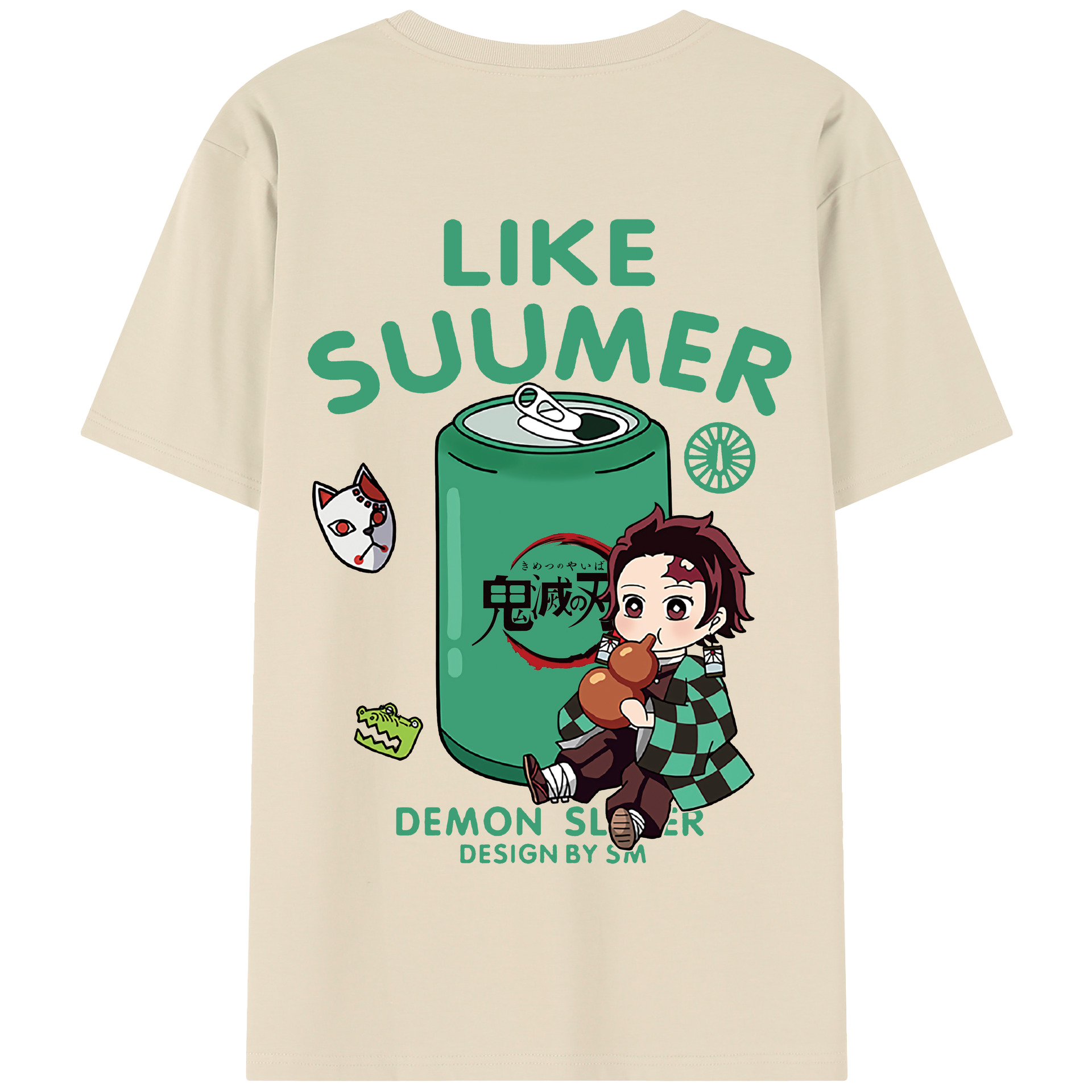 （画像用） 鬼滅の刃 竈門 炭治郎／かまど たんじろう Kamado Tanjirou 綿100％半袖Tシャツ（背面プリント）