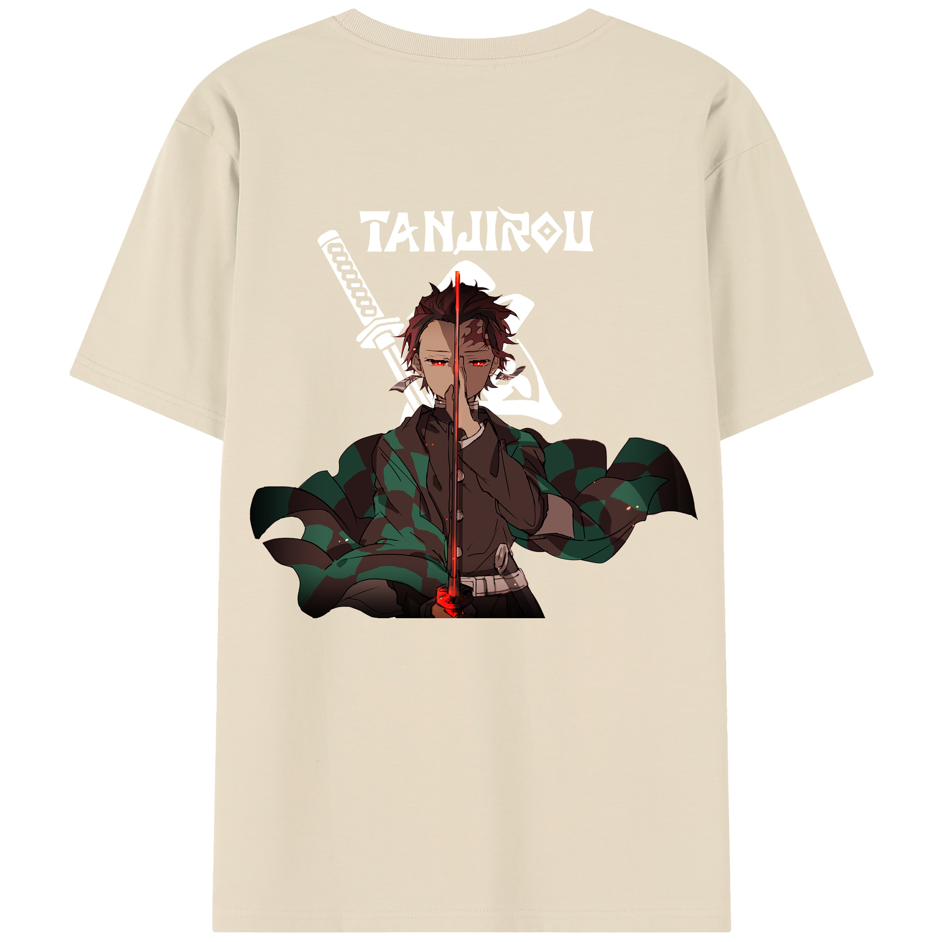 （画像用） 鬼滅の刃 竈門 炭治郎／かまど たんじろう Kamado Tanjirou 綿100％半袖Tシャツ（背面プリント）