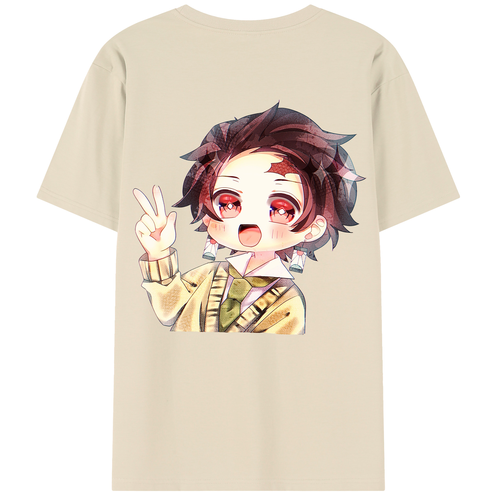 （画像用） 鬼滅の刃 竈門 炭治郎／かまど たんじろう Kamado Tanjirou 綿100％半袖Tシャツ（背面プリント）