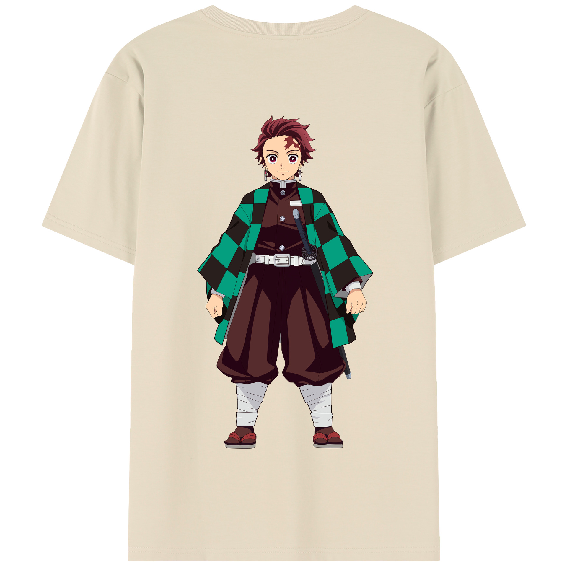 （画像用） 鬼滅の刃 竈門 炭治郎／かまど たんじろう Kamado Tanjirou 綿100％半袖Tシャツ（背面プリント）
