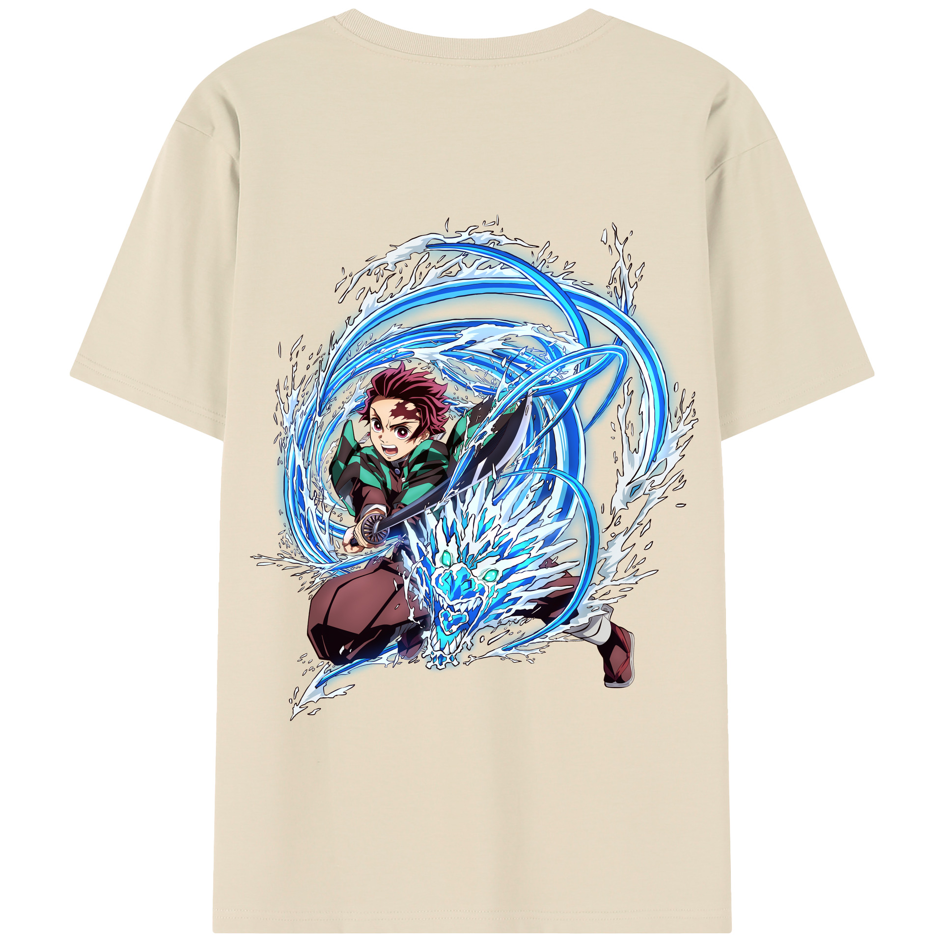 （画像用） 鬼滅の刃 竈門 炭治郎／かまど たんじろう Kamado Tanjirou 綿100％半袖Tシャツ（背面プリント）