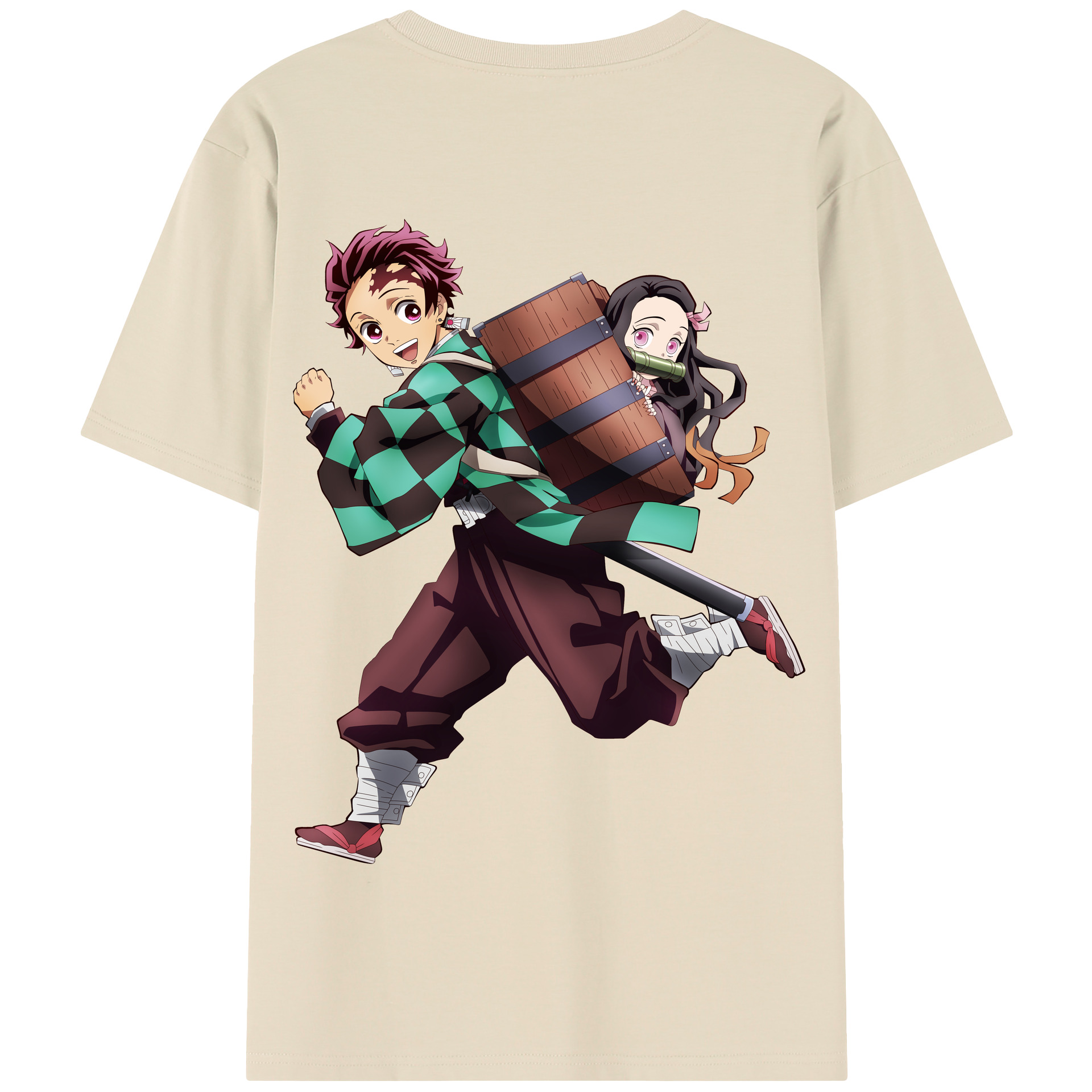 （画像用） 鬼滅の刃 竈門 炭治郎／かまど たんじろう Kamado Tanjirou 綿100％半袖Tシャツ（背面プリント）