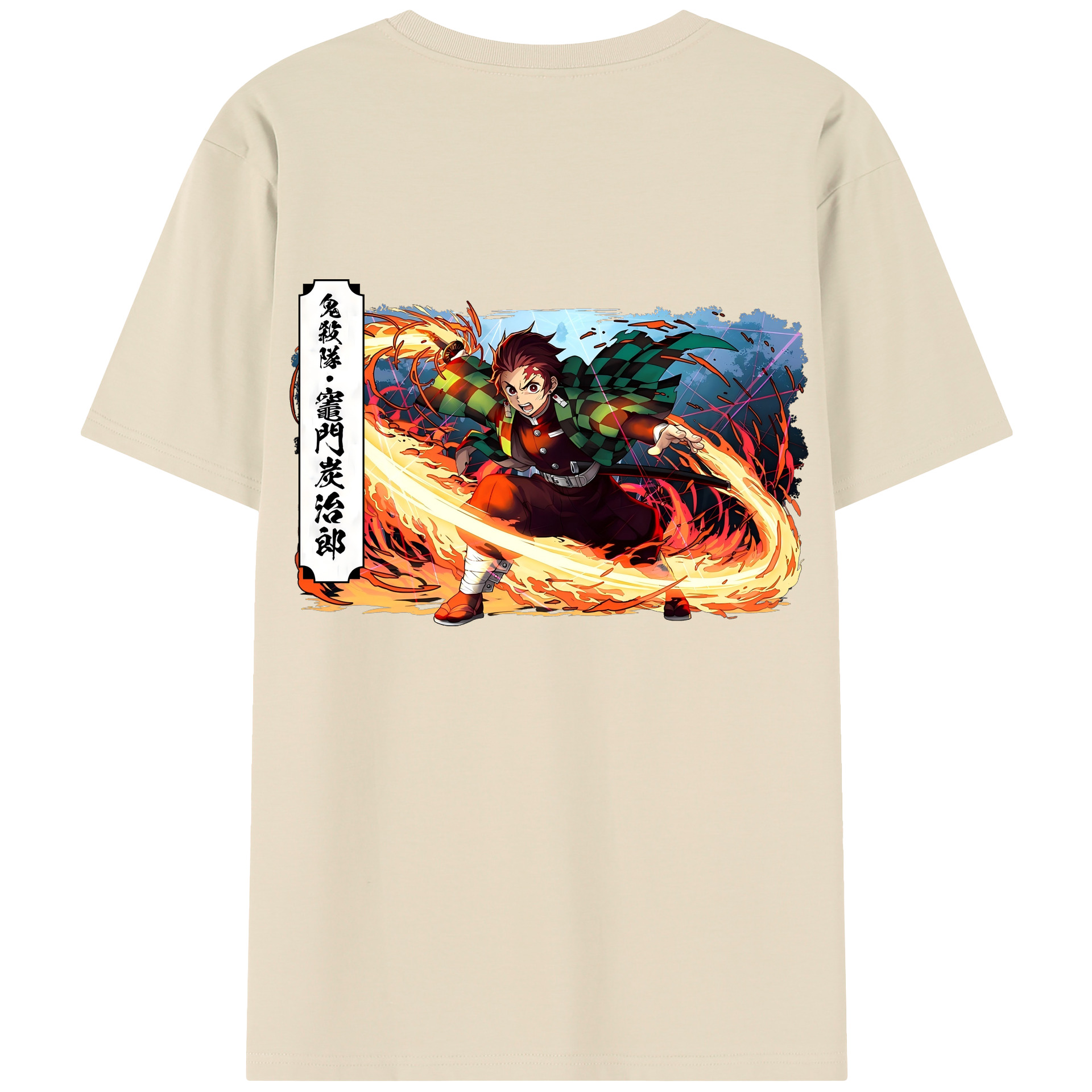 （画像用） 鬼滅の刃 竈門 炭治郎／かまど たんじろう Kamado Tanjirou 綿100％半袖Tシャツ（背面プリント）