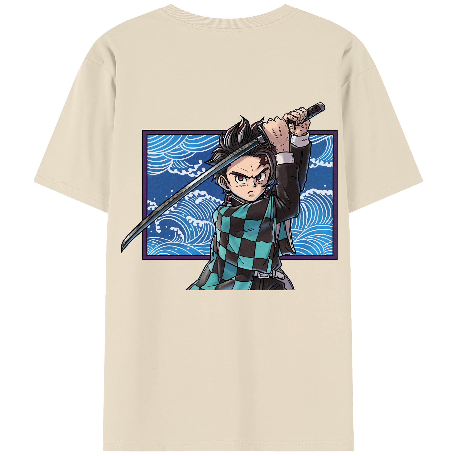 （画像用） 鬼滅の刃 竈門 炭治郎／かまど たんじろう Kamado Tanjirou 綿100％半袖Tシャツ（背面プリント）