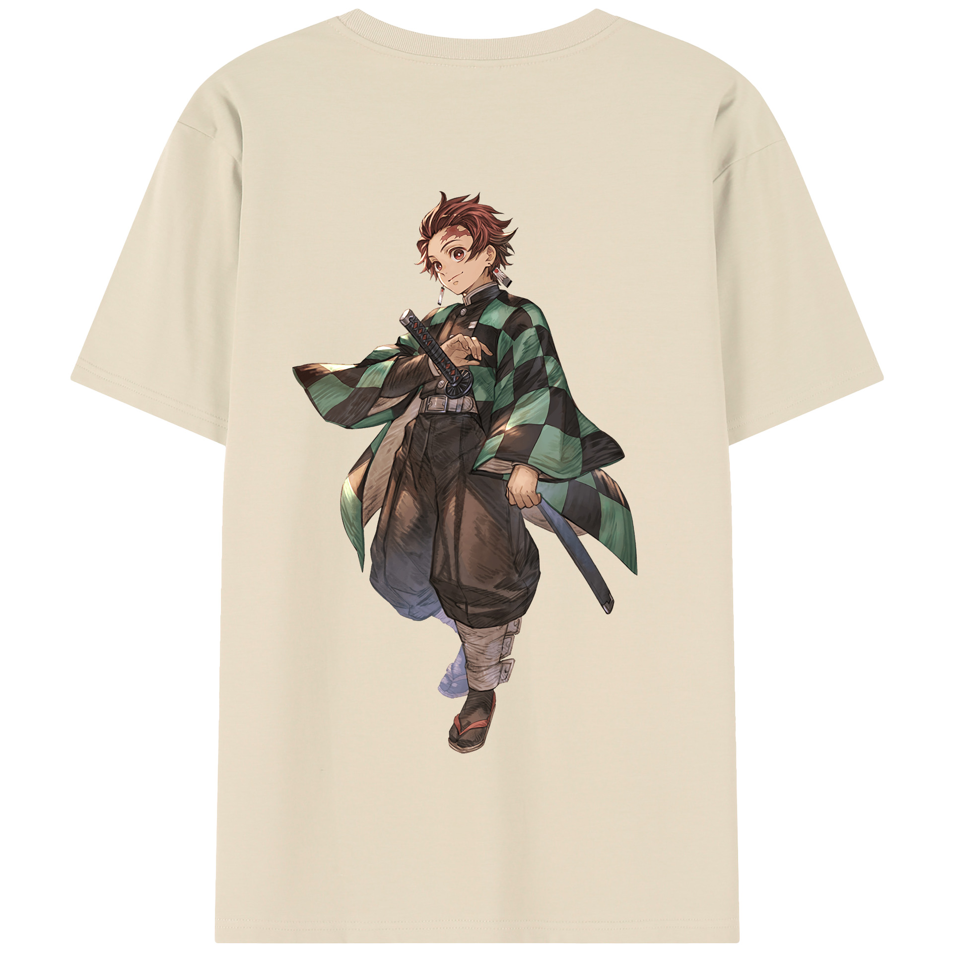 （画像用） 鬼滅の刃 竈門 炭治郎／かまど たんじろう Kamado Tanjirou 綿100％半袖Tシャツ（背面プリント）