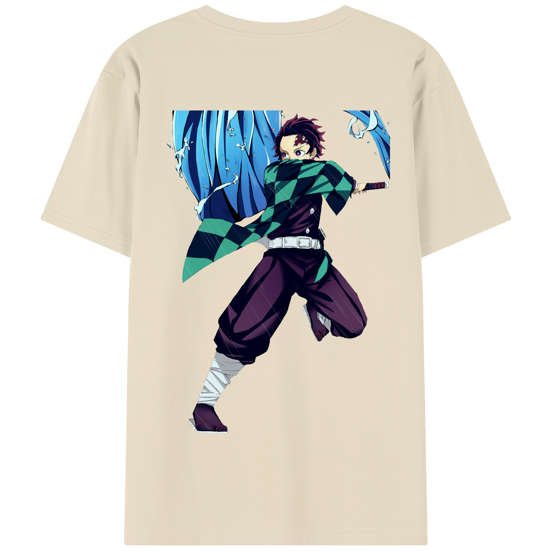 （画像用） 鬼滅の刃 竈門 炭治郎／かまど たんじろう Kamado Tanjirou 綿100％半袖Tシャツ（背面プリント）