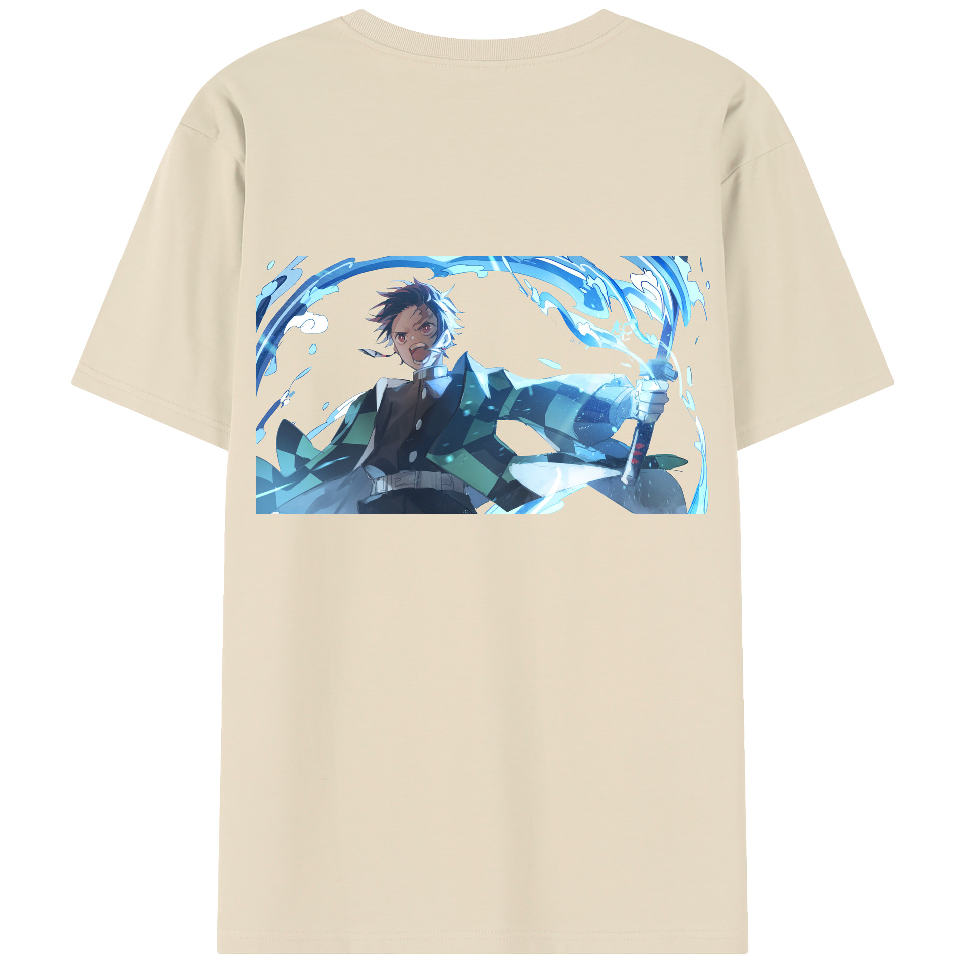 （画像用） 鬼滅の刃 竈門 炭治郎／かまど たんじろう Kamado Tanjirou 綿100％半袖Tシャツ（背面プリント）