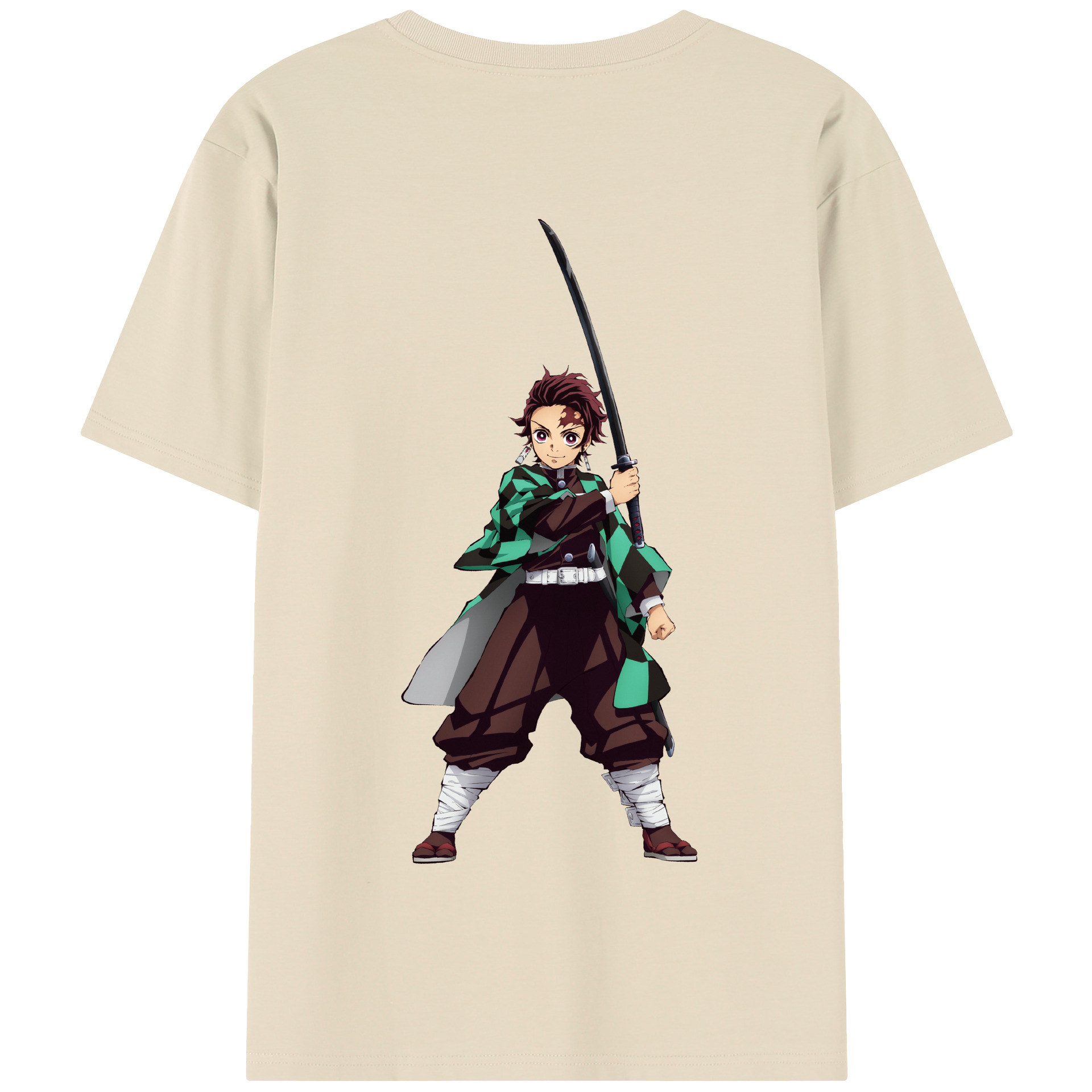 （画像用） 鬼滅の刃 竈門 炭治郎／かまど たんじろう Kamado Tanjirou 綿100％半袖Tシャツ（背面プリント）