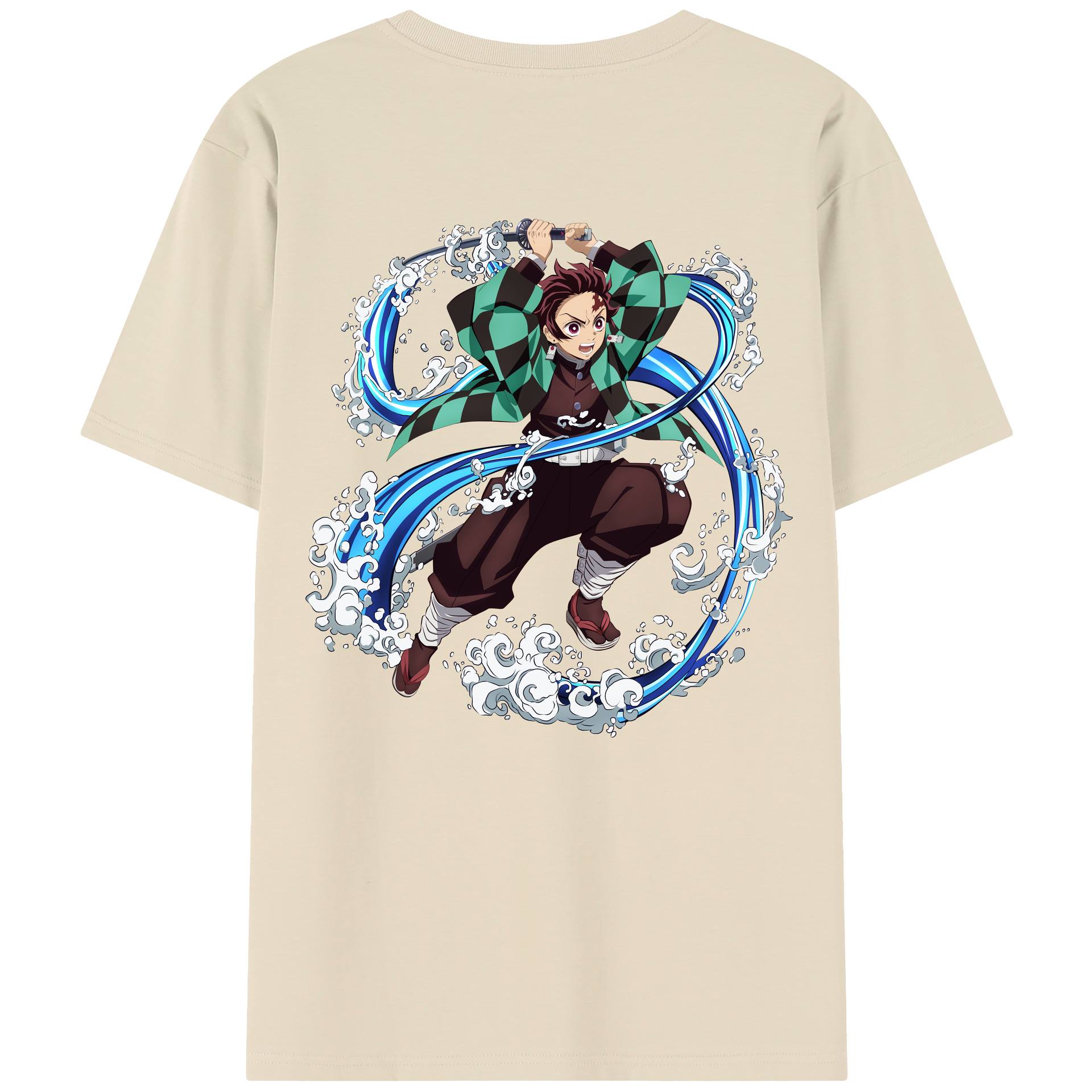 （画像用） 鬼滅の刃 竈門 炭治郎／かまど たんじろう Kamado Tanjirou 綿100％半袖Tシャツ（背面プリント）