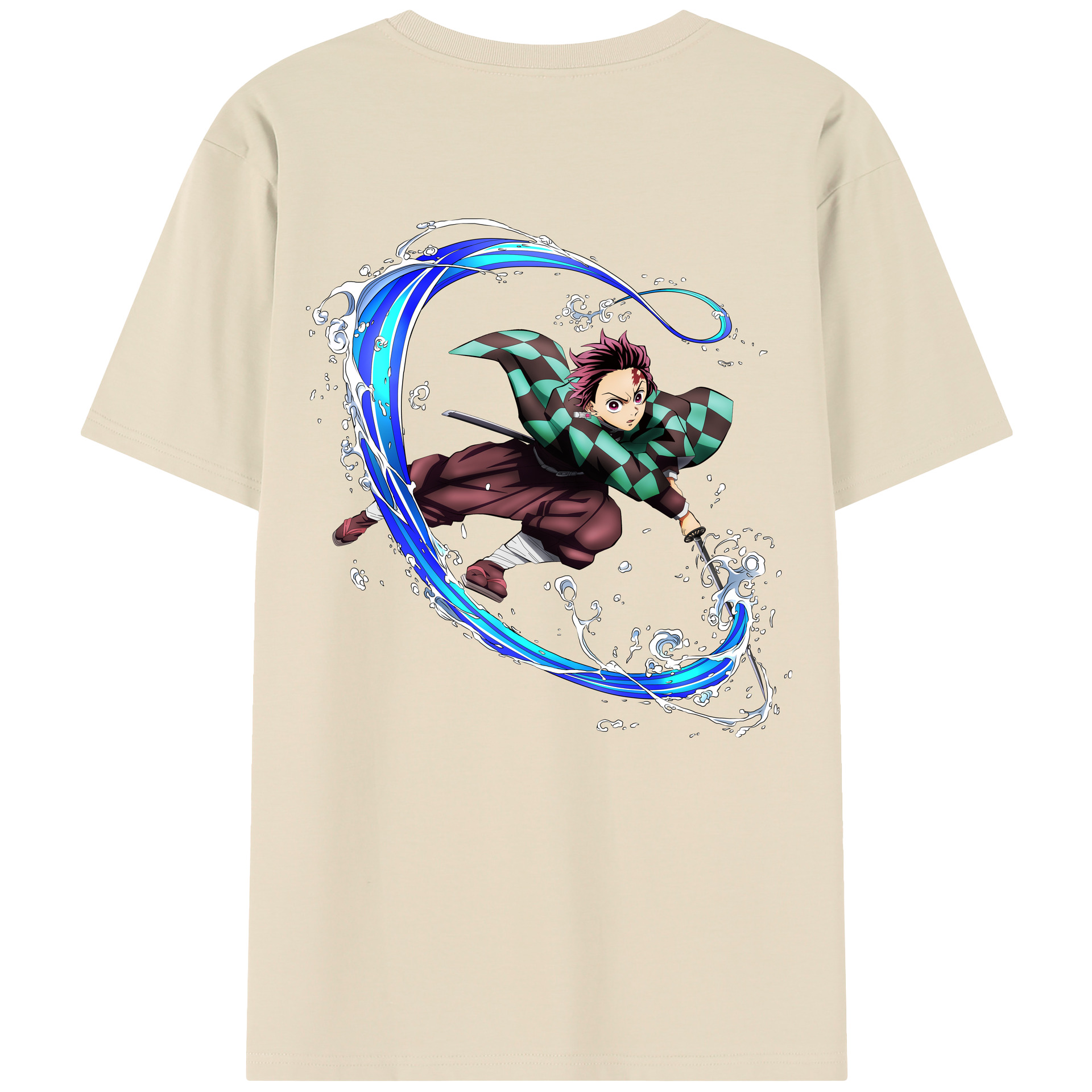 （画像用） 鬼滅の刃 竈門 炭治郎／かまど たんじろう Kamado Tanjirou 綿100％半袖Tシャツ（背面プリント）