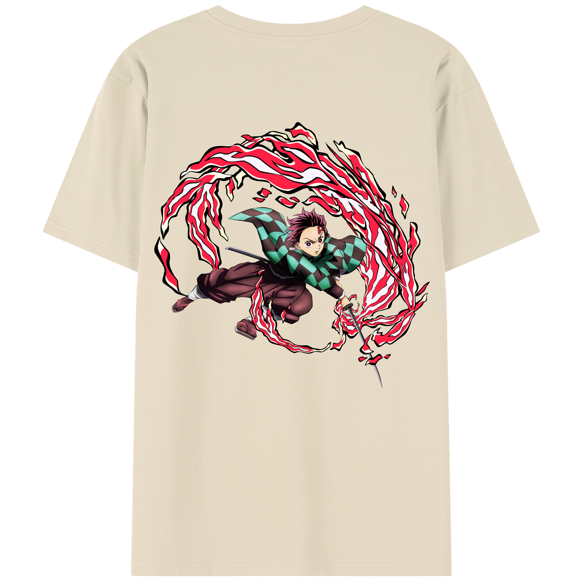 （画像用） 鬼滅の刃 竈門 炭治郎／かまど たんじろう Kamado Tanjirou 綿100％半袖Tシャツ（背面プリント）