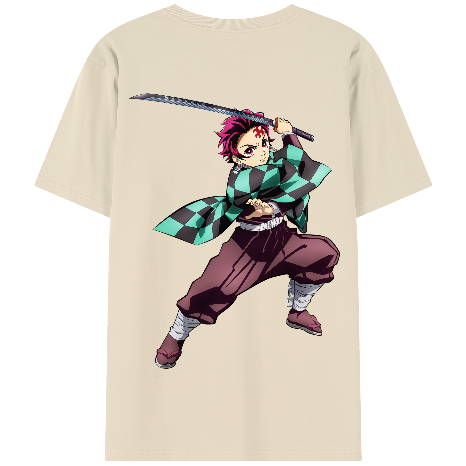 （画像用） 鬼滅の刃 竈門 炭治郎／かまど たんじろう Kamado Tanjirou 綿100％半袖Tシャツ（背面プリント）