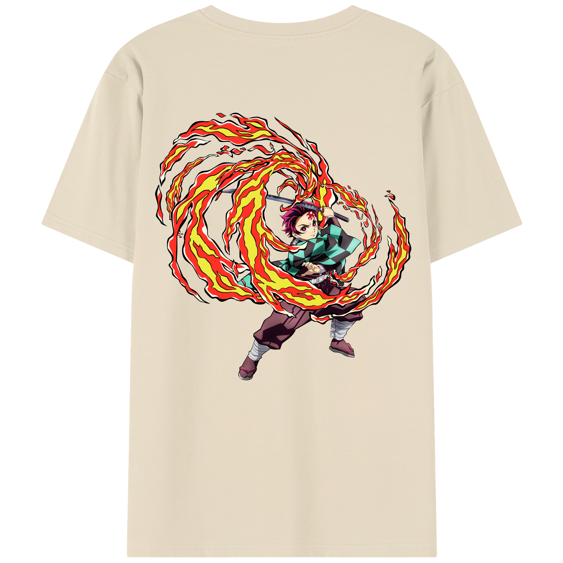 （画像用） 鬼滅の刃 竈門 炭治郎／かまど たんじろう Kamado Tanjirou 綿100％半袖Tシャツ（背面プリント）
