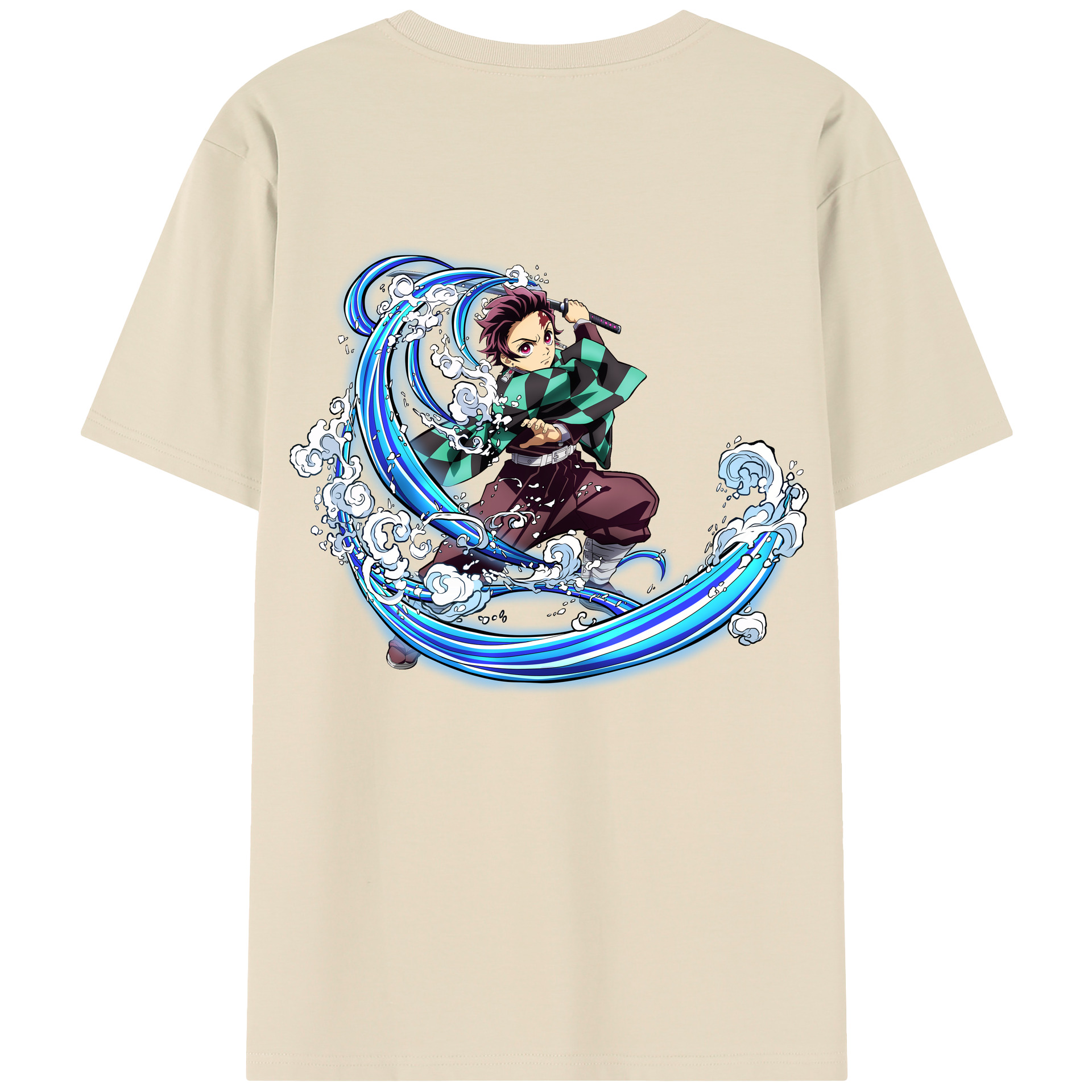 （画像用） 鬼滅の刃 竈門 炭治郎／かまど たんじろう Kamado Tanjirou 綿100％半袖Tシャツ（背面プリント）