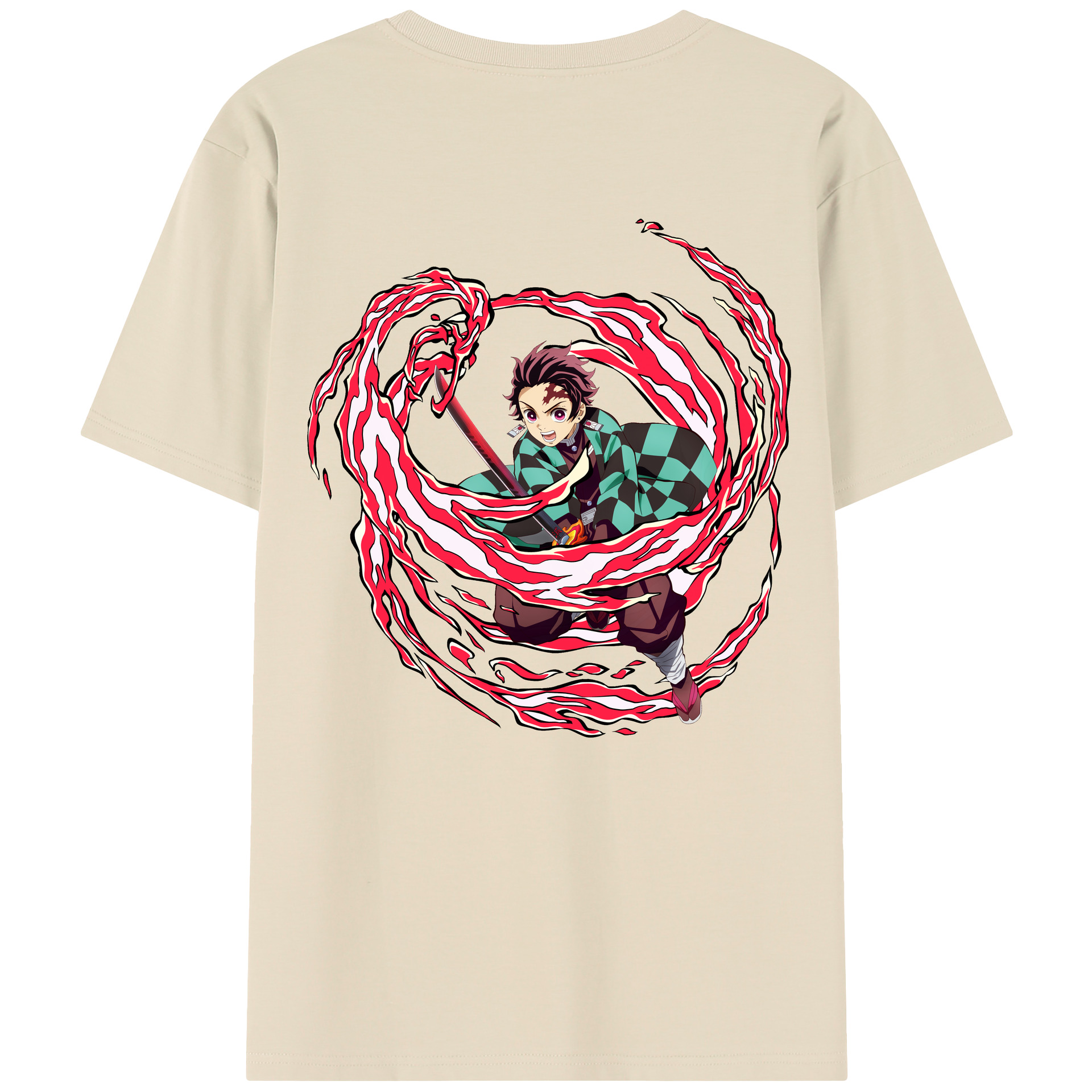 （画像用） 鬼滅の刃 竈門 炭治郎／かまど たんじろう Kamado Tanjirou 綿100％半袖Tシャツ（背面プリント）