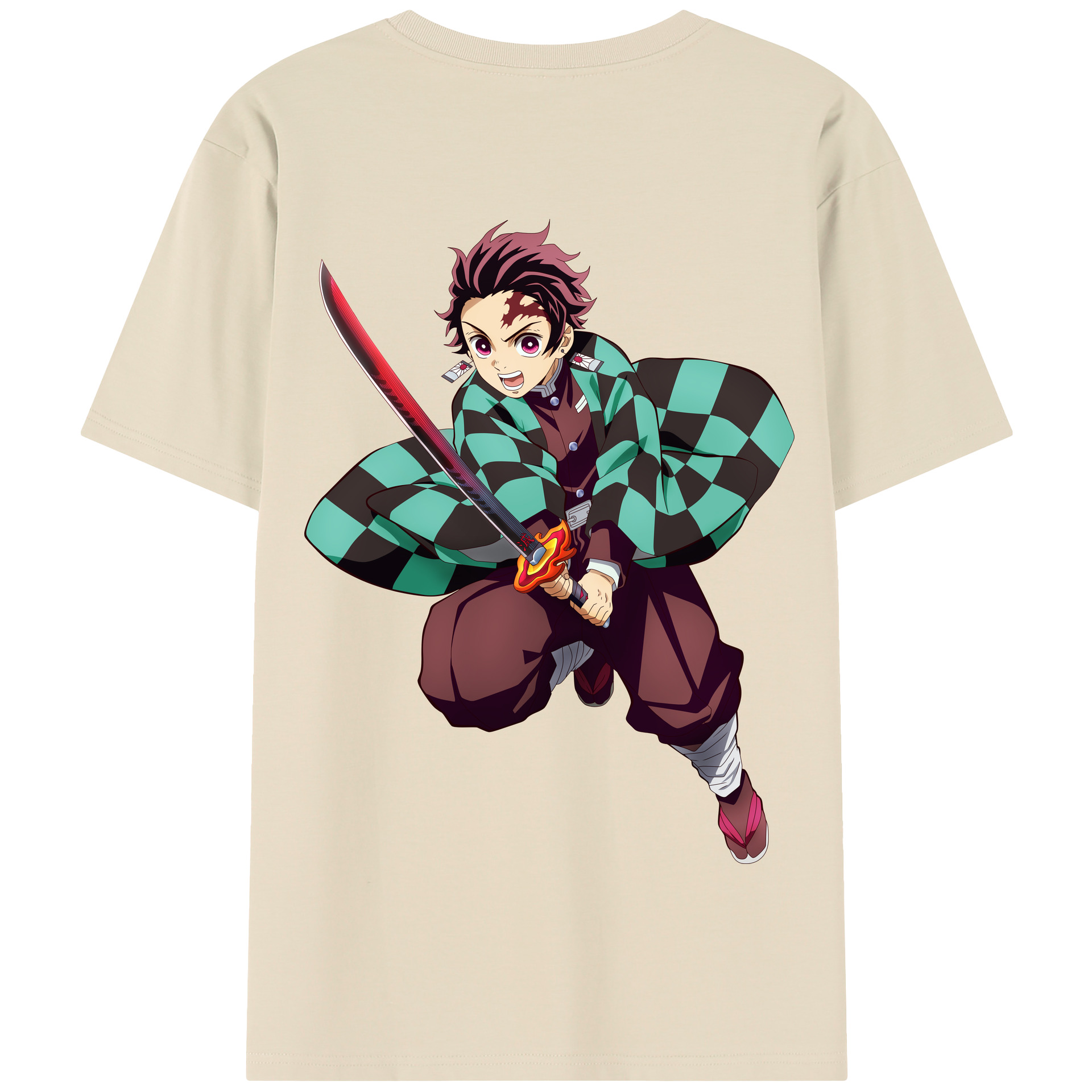 （画像用） 鬼滅の刃 竈門 炭治郎／かまど たんじろう Kamado Tanjirou 綿100％半袖Tシャツ（背面プリント）