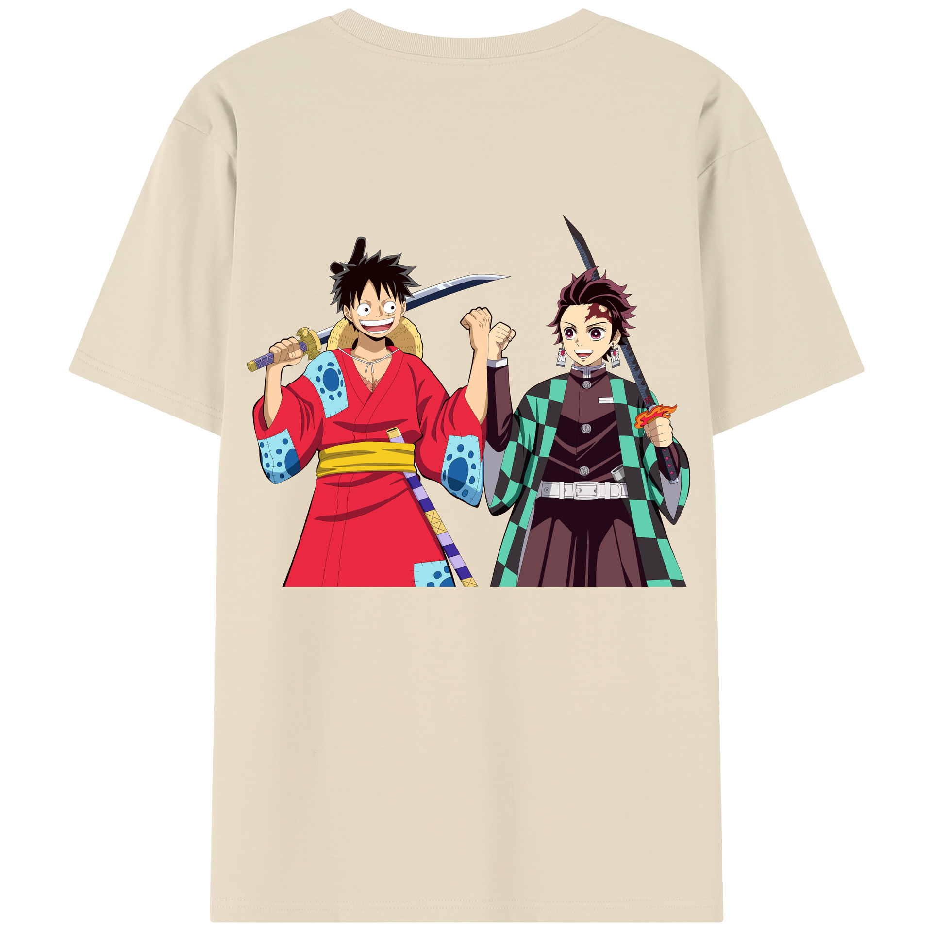 （画像用） 鬼滅の刃 竈門 炭治郎／かまど たんじろう Kamado Tanjirou 綿100％半袖Tシャツ（背面プリント）