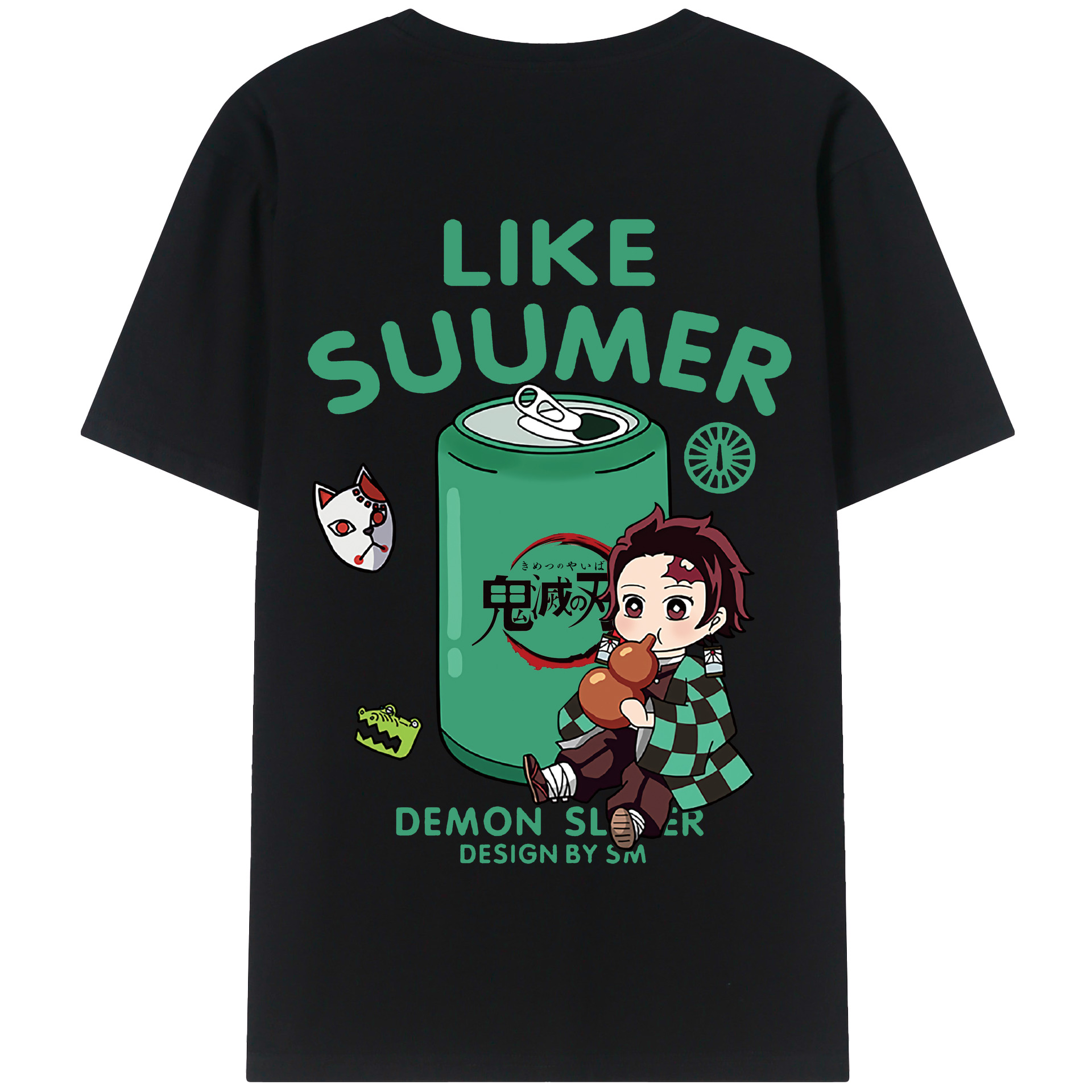（画像用） 鬼滅の刃 竈門 炭治郎／かまど たんじろう Kamado Tanjirou 綿100％半袖Tシャツ（背面プリント）
