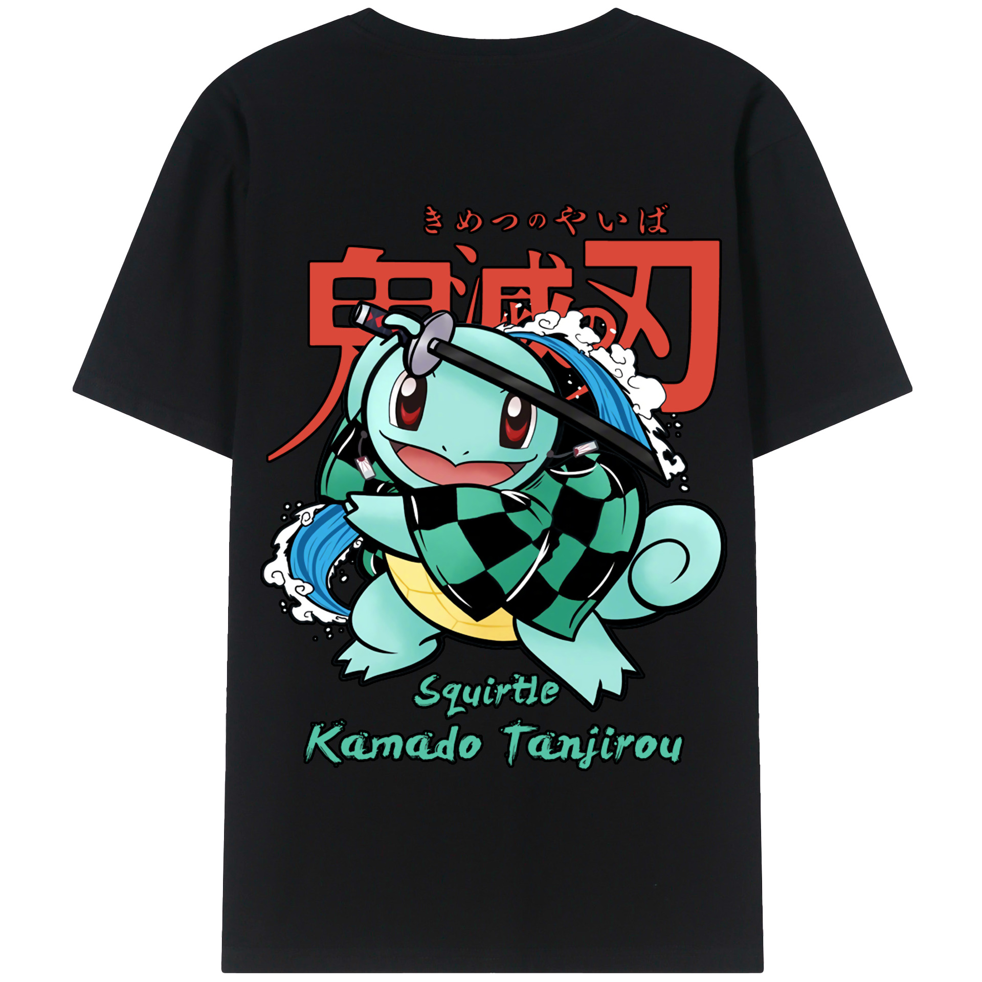 （画像用） 鬼滅の刃 竈門 炭治郎／かまど たんじろう Kamado Tanjirou 綿100％半袖Tシャツ（背面プリント）