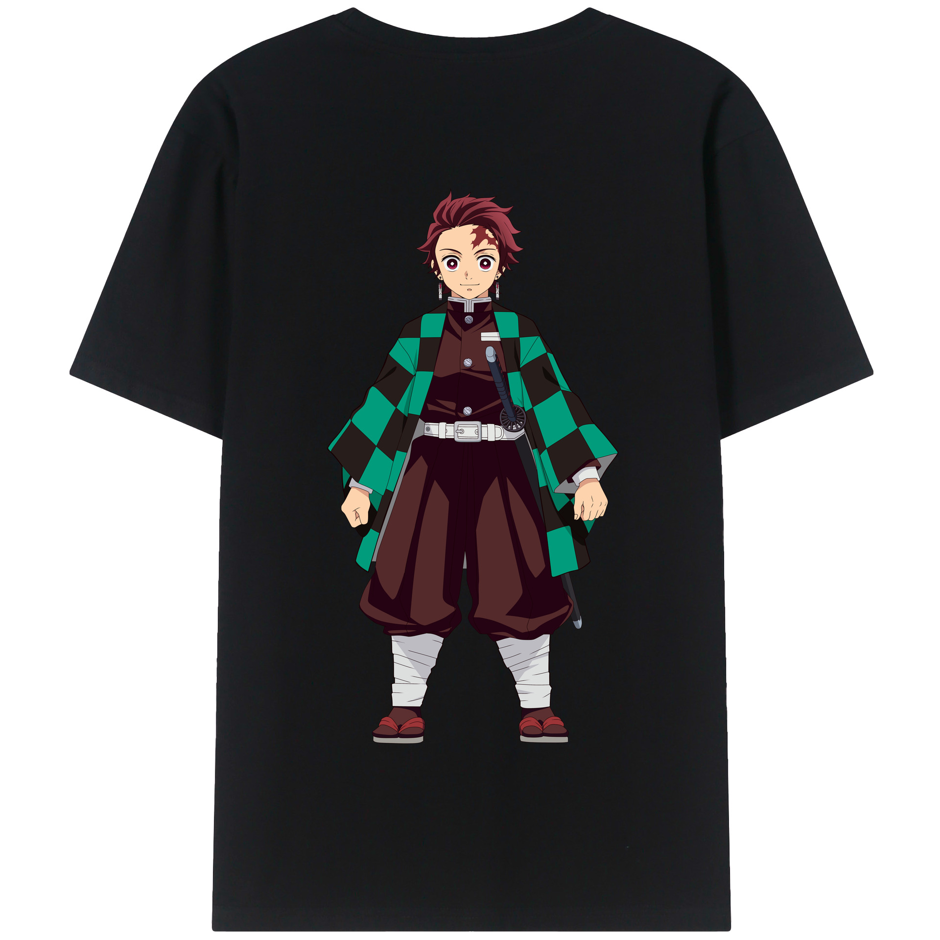 （画像用） 鬼滅の刃 竈門 炭治郎／かまど たんじろう Kamado Tanjirou 綿100％半袖Tシャツ（背面プリント）