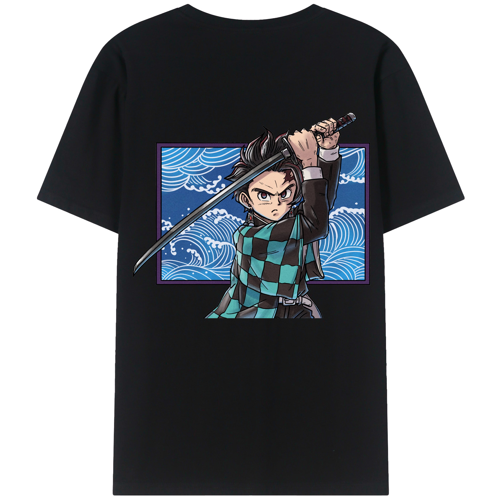 （画像用） 鬼滅の刃 竈門 炭治郎／かまど たんじろう Kamado Tanjirou 綿100％半袖Tシャツ（背面プリント）