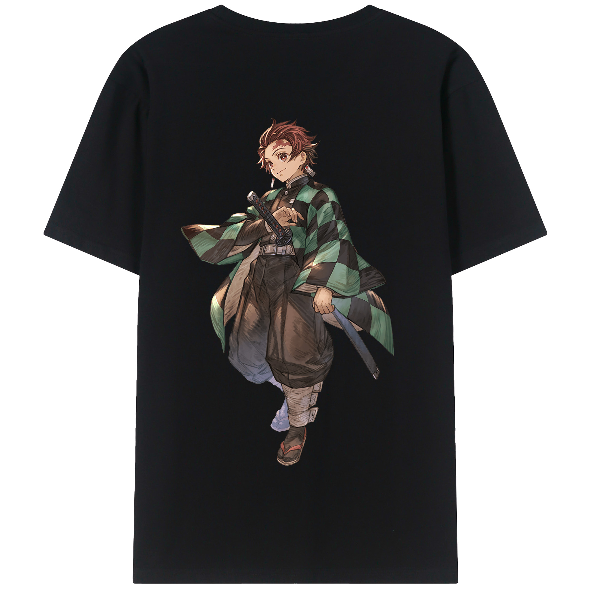 （画像用） 鬼滅の刃 竈門 炭治郎／かまど たんじろう Kamado Tanjirou 綿100％半袖Tシャツ（背面プリント）