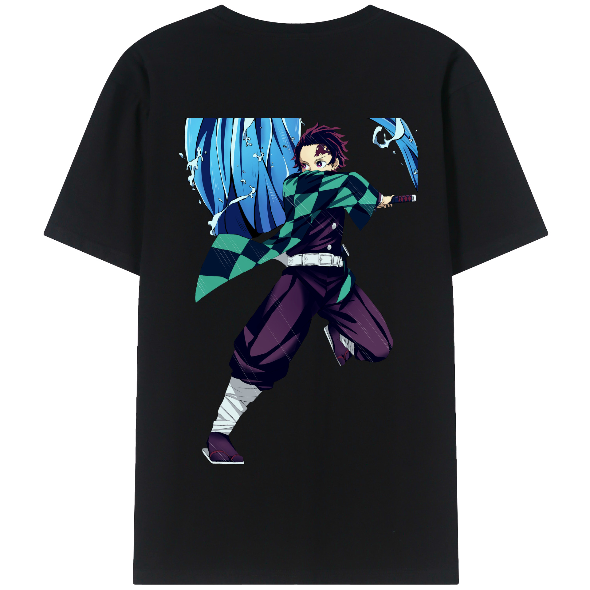 （画像用） 鬼滅の刃 竈門 炭治郎／かまど たんじろう Kamado Tanjirou 綿100％半袖Tシャツ（背面プリント）