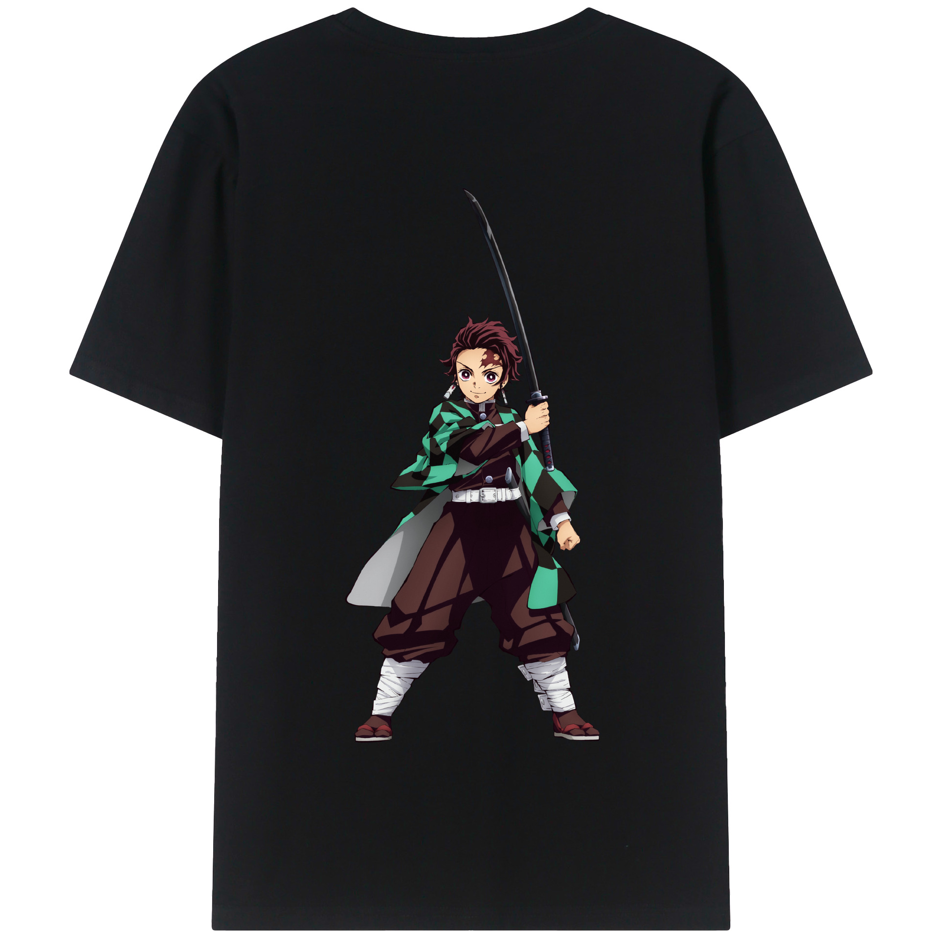 （画像用） 鬼滅の刃 竈門 炭治郎／かまど たんじろう Kamado Tanjirou 綿100％半袖Tシャツ（背面プリント）