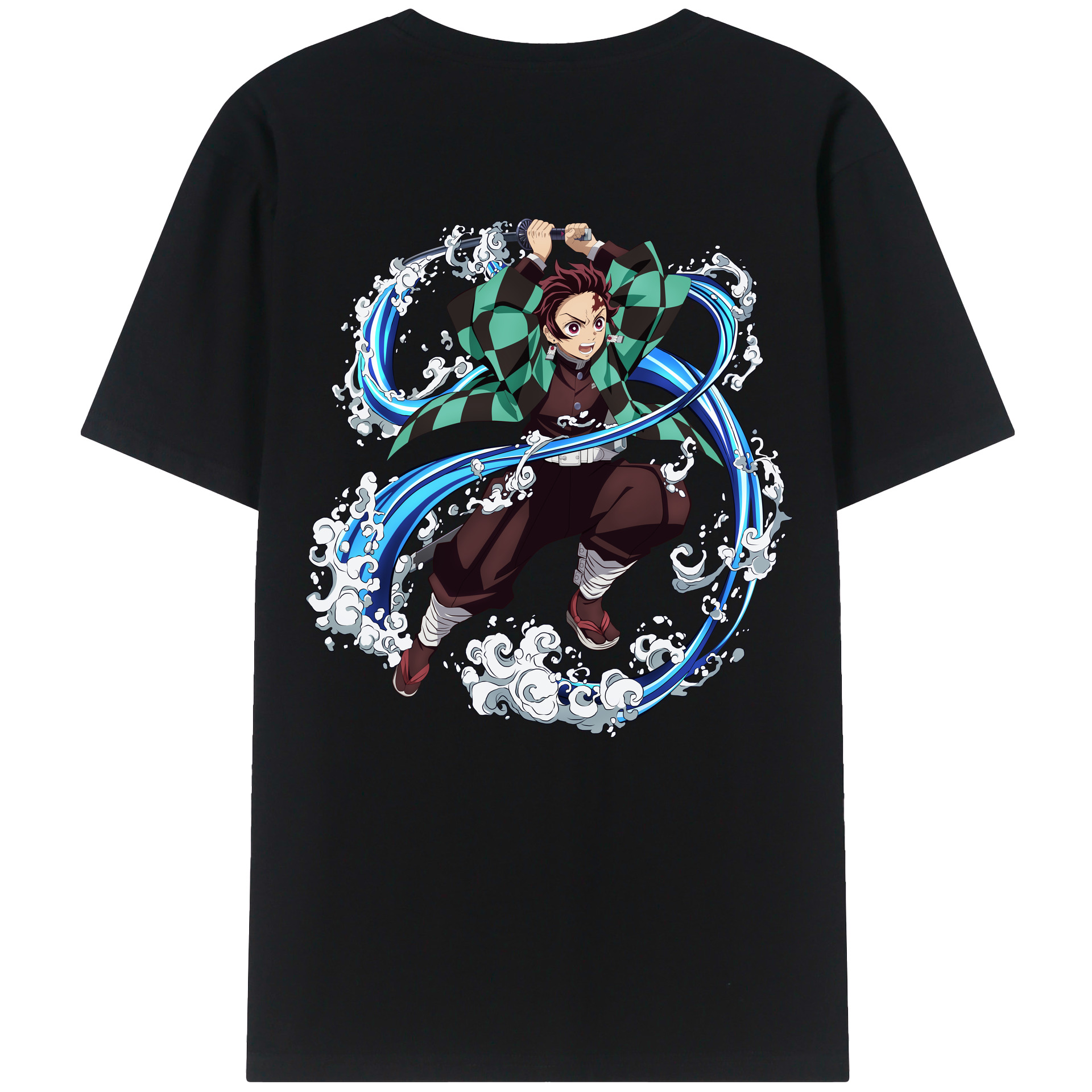 （画像用） 鬼滅の刃 竈門 炭治郎／かまど たんじろう Kamado Tanjirou 綿100％半袖Tシャツ（背面プリント）