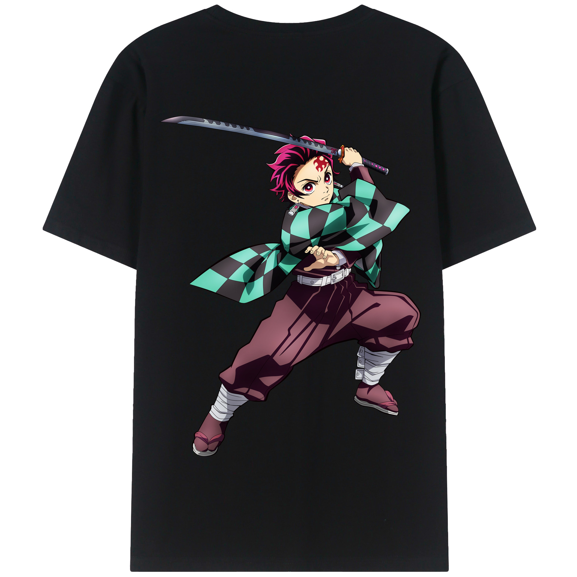 （画像用） 鬼滅の刃 竈門 炭治郎／かまど たんじろう Kamado Tanjirou 綿100％半袖Tシャツ（背面プリント）