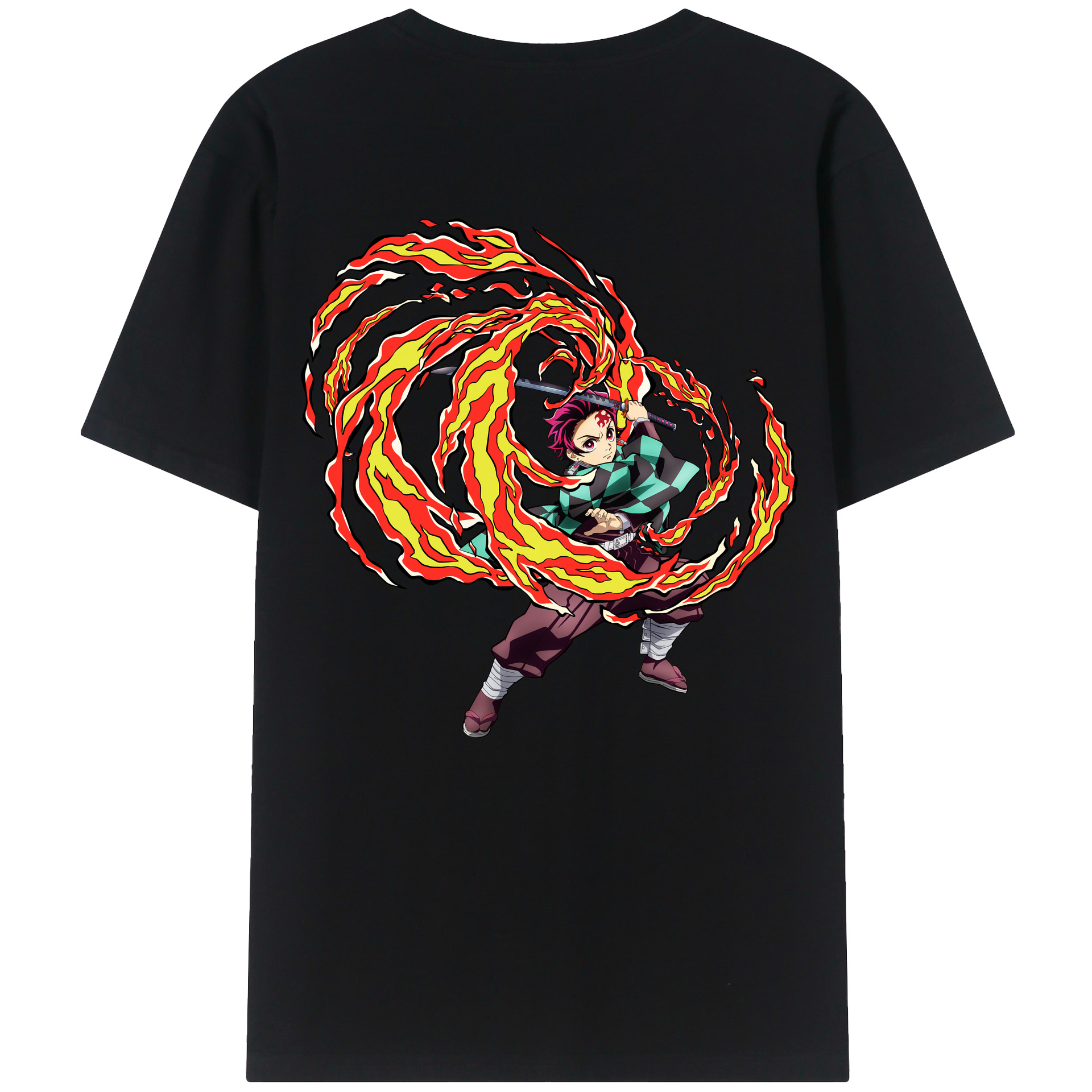 （画像用） 鬼滅の刃 竈門 炭治郎／かまど たんじろう Kamado Tanjirou 綿100％半袖Tシャツ（背面プリント）