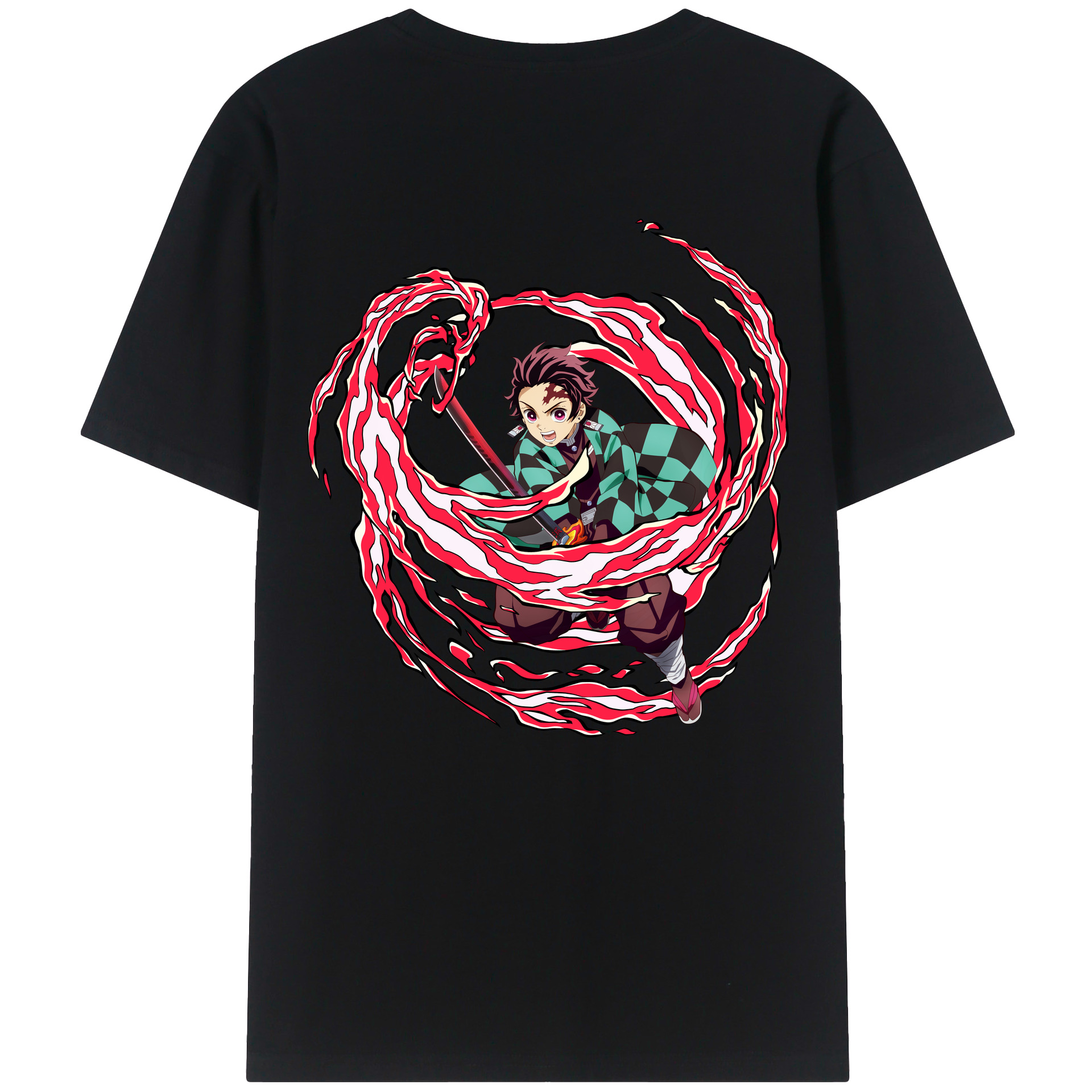 （画像用） 鬼滅の刃 竈門 炭治郎／かまど たんじろう Kamado Tanjirou 綿100％半袖Tシャツ（背面プリント）