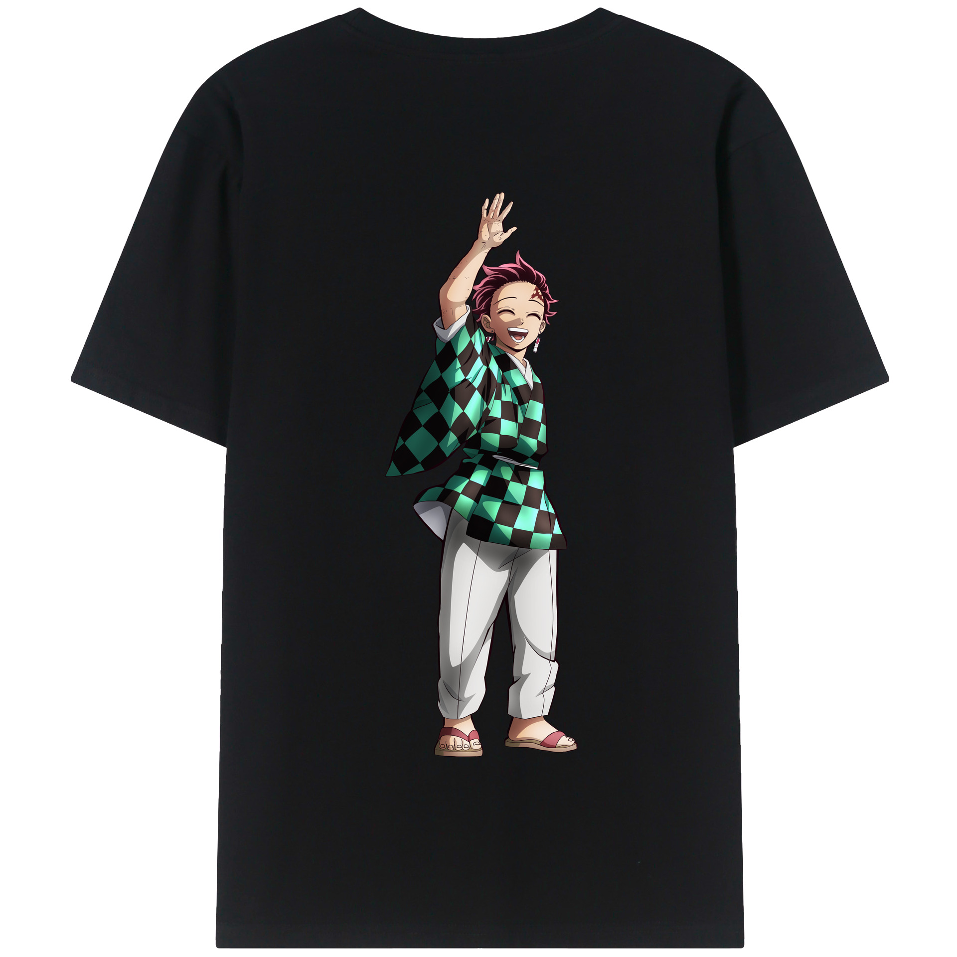 （画像用） 鬼滅の刃 竈門 炭治郎／かまど たんじろう Kamado Tanjirou 綿100％半袖Tシャツ（背面プリント）