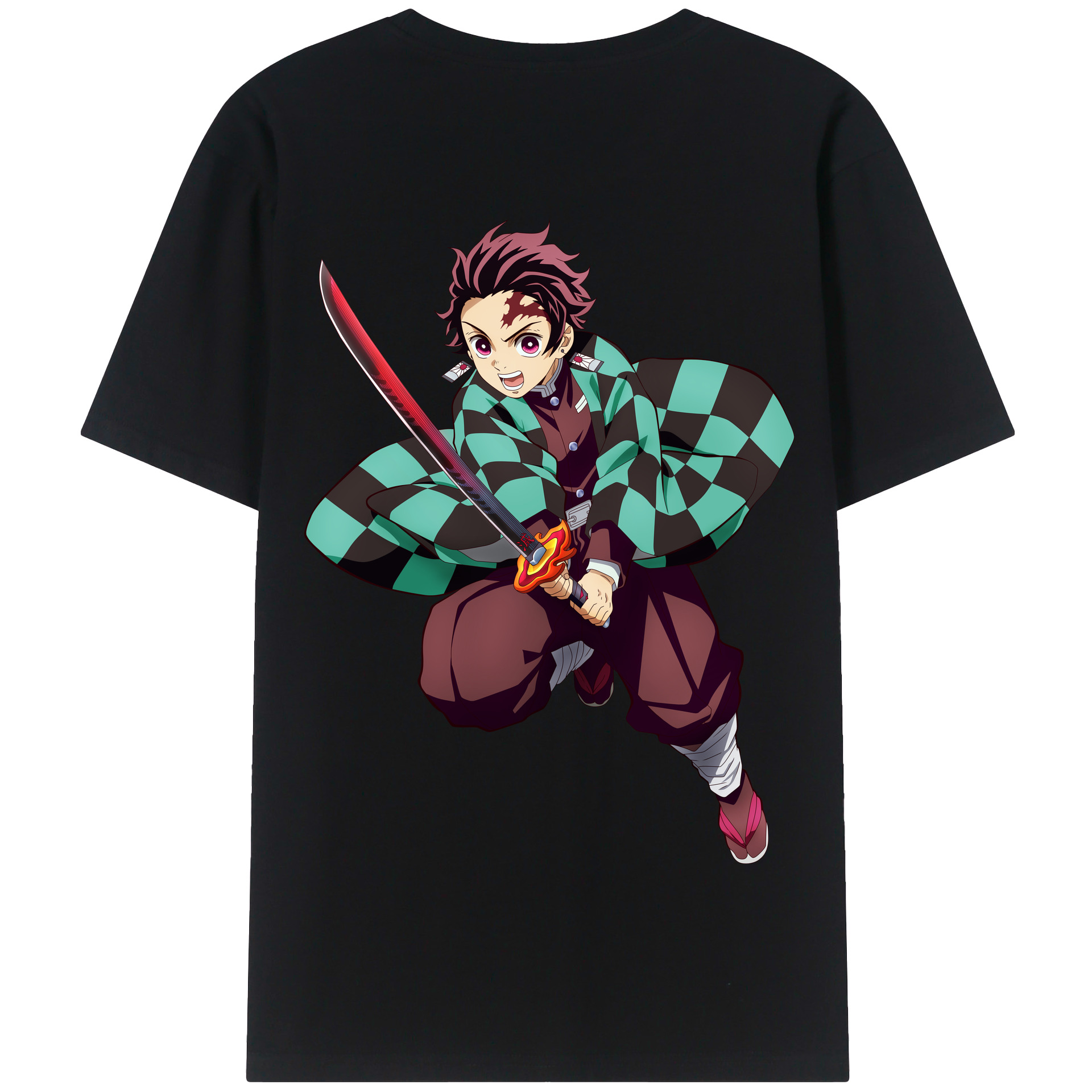 （画像用） 鬼滅の刃 竈門 炭治郎／かまど たんじろう Kamado Tanjirou 綿100％半袖Tシャツ（背面プリント）